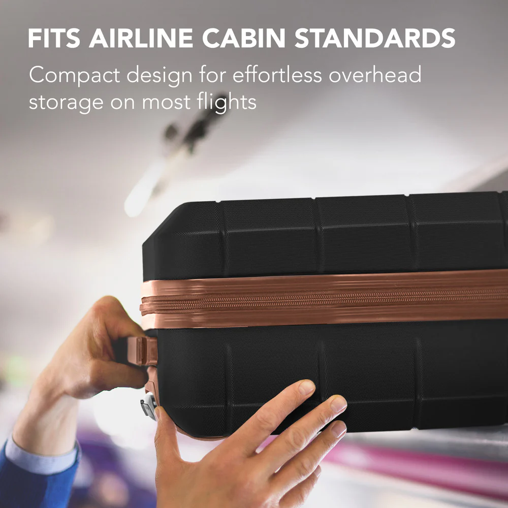 LUGG Jetset 15 Inch ABS Shell Protection Water Resistant & Safe Locking System Easyjet Free Under Seat Luggage (45x33x20cm) - Black & Brown - Image 8