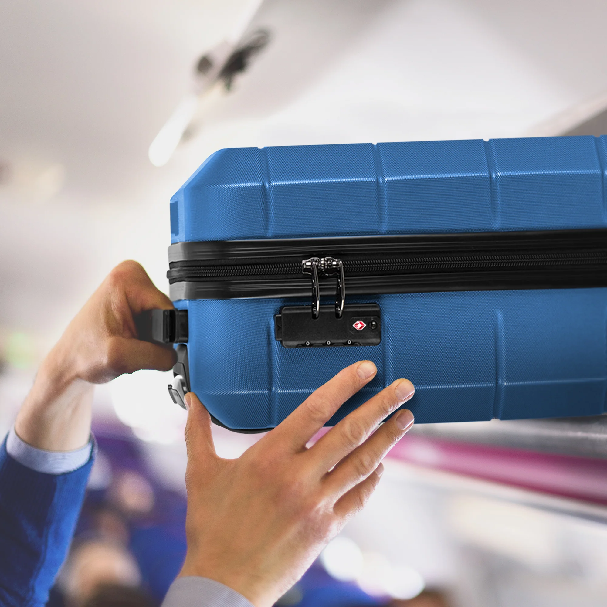 LUGG Jetset 15 Inch ABS Shell Protection Water Resistant & Safe Locking System Easyjet Free Under Seat Luggage (45x33x20cm) - Blue - Image 8