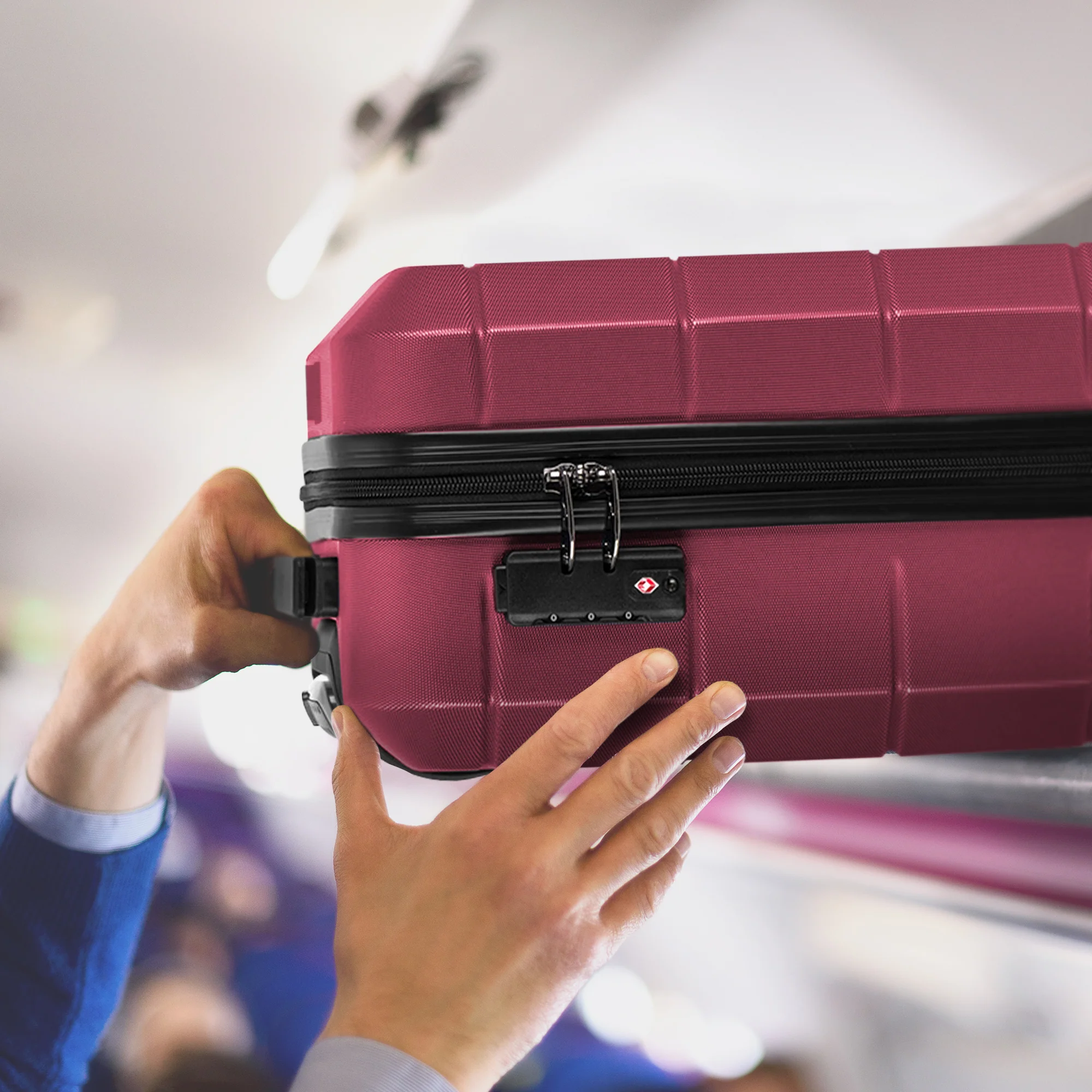 LUGG Jetset 15 Inch ABS Shell Protection Water Resistant & Safe Locking System Easyjet Free Under Seat Luggage (45x33x20cm) - Burgundy - Image 8