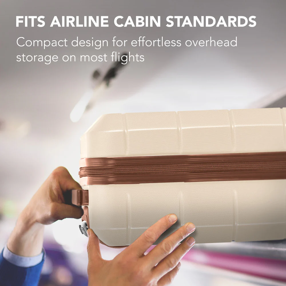 LUGG Jetset 15 Inch ABS Shell Protection Water Resistant & Safe Locking System Easyjet Free Under Seat Luggage (45x33x20cm) - Cream & Brown - Image 8
