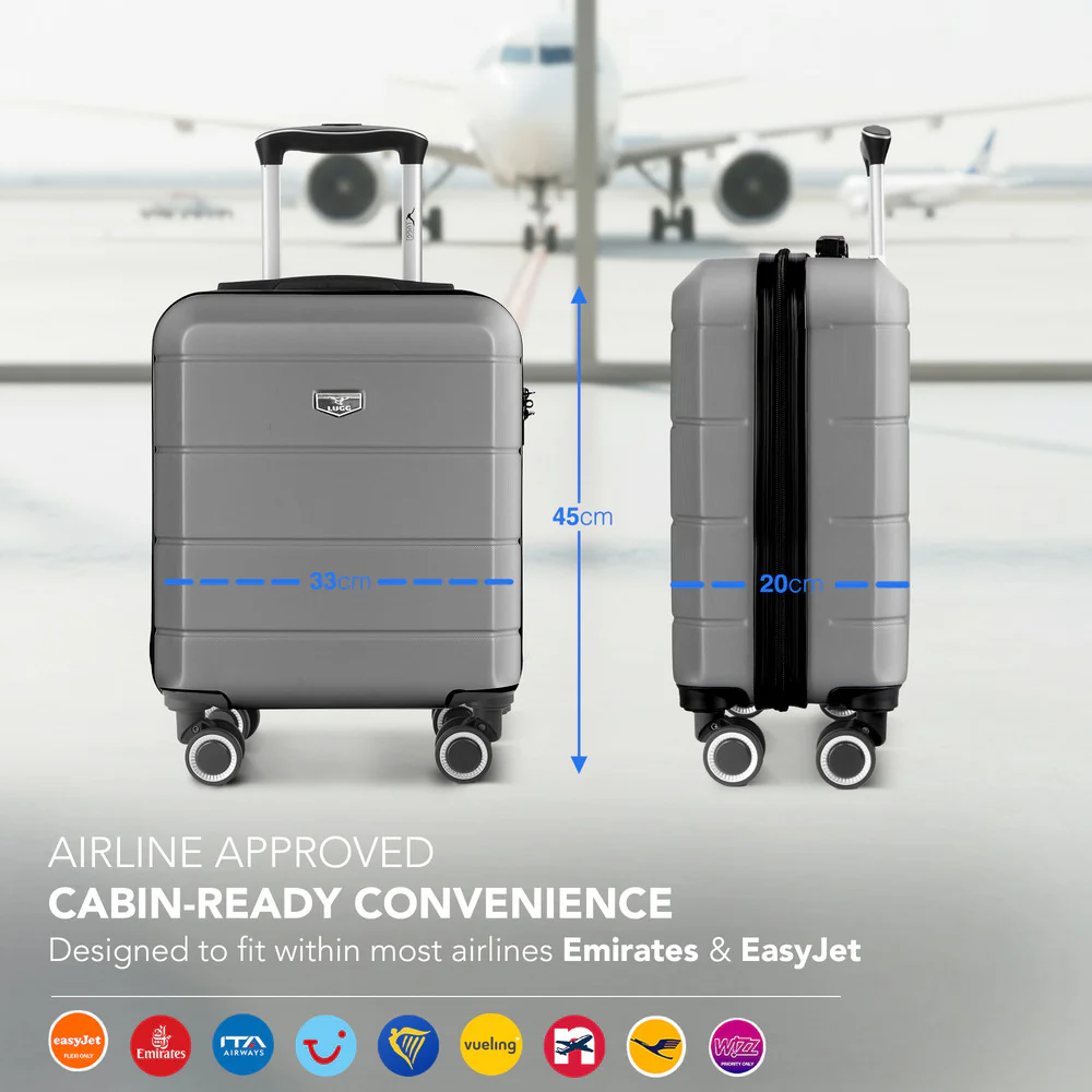 LUGG Jetset 15 Inch ABS Shell Protection Water Resistant & Safe Locking System Easyjet Free Under Seat Luggage (45x33x20cm) - Gunmetal Grey - Image 2