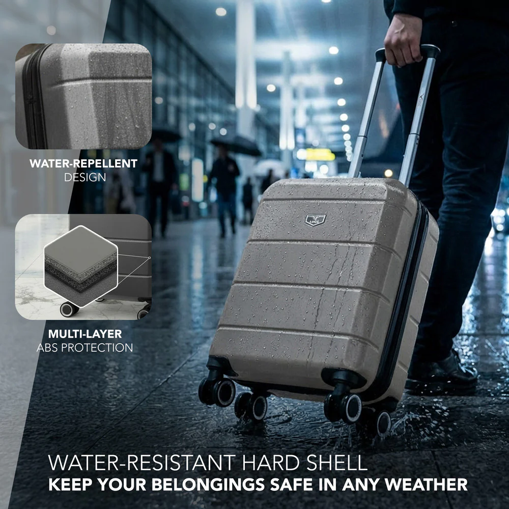 LUGG Jetset 15 Inch ABS Shell Protection Water Resistant & Safe Locking System Easyjet Free Under Seat Luggage (45x33x20cm) - Gunmetal Grey - Image 4