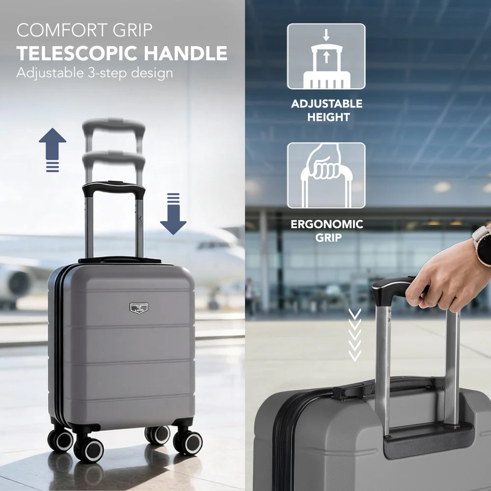 LUGG Jetset 15 Inch ABS Shell Protection Water Resistant & Safe Locking System Easyjet Free Under Seat Luggage (45x33x20cm) - Gunmetal Grey - Image 6