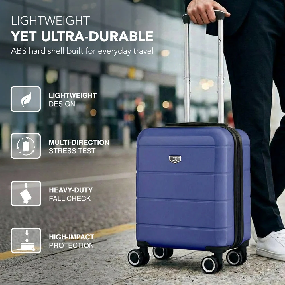 LUGG Jetset 15 Inch ABS Shell Protection Water Resistant & Safe Locking System Easyjet Free Under Seat Luggage (45x33x20cm) - Midnight Blue - Image 3