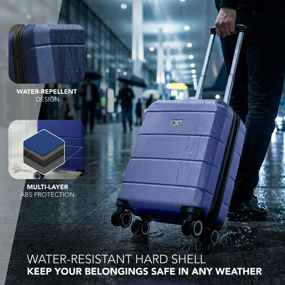 LUGG Jetset 15 Inch ABS Shell Protection Water Resistant & Safe Locking System Easyjet Free Under Seat Luggage (45x33x20cm) - Midnight Blue - Image 4