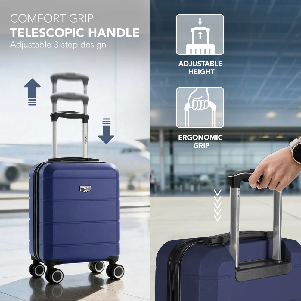LUGG Jetset 15 Inch ABS Shell Protection Water Resistant & Safe Locking System Easyjet Free Under Seat Luggage (45x33x20cm) - Midnight Blue - Image 6