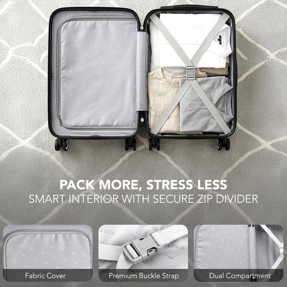 LUGG Jetset 15 Inch ABS Shell Protection Water Resistant & Safe Locking System Easyjet Free Under Seat Luggage (45x33x20cm) - Midnight Blue - Image 7