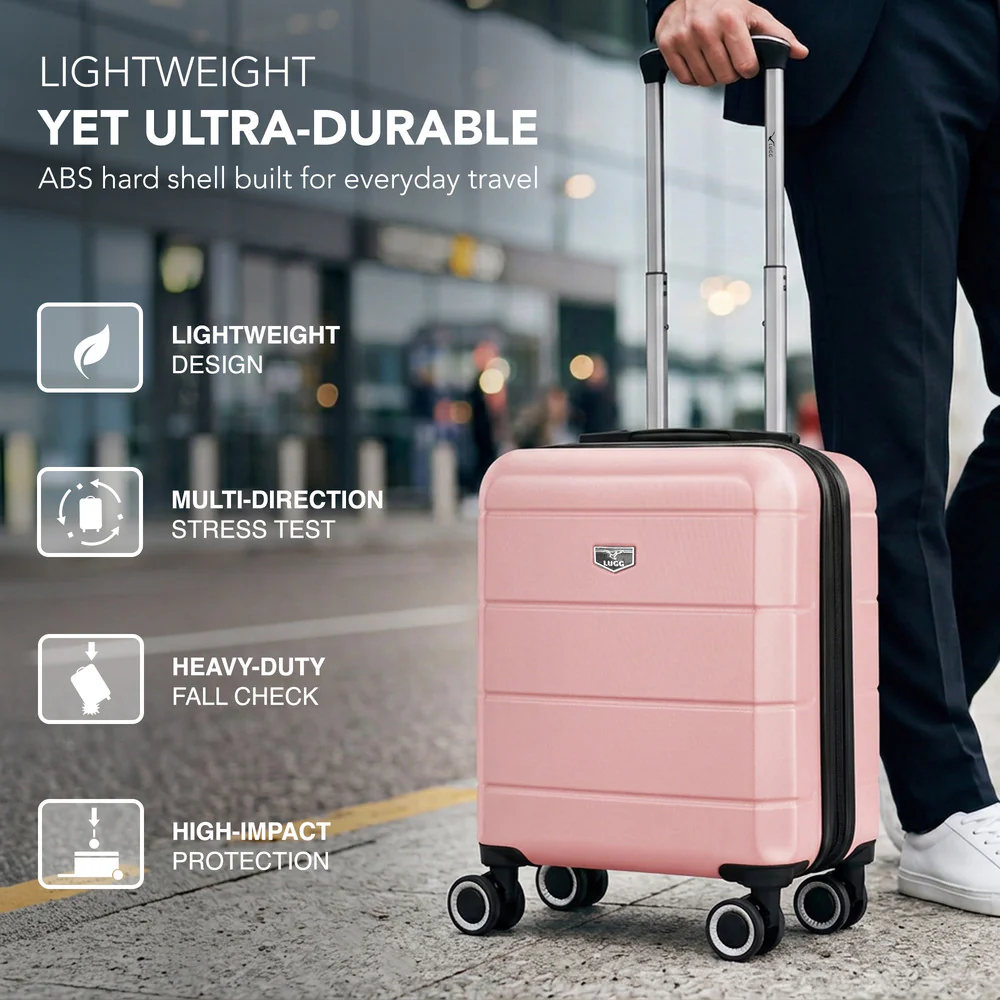 LUGG Jetset 15 Inch ABS Shell Protection Water Resistant & Safe Locking System Easyjet Free Under Seat Luggage (45x33x20cm) - Rose Gold - Image 3