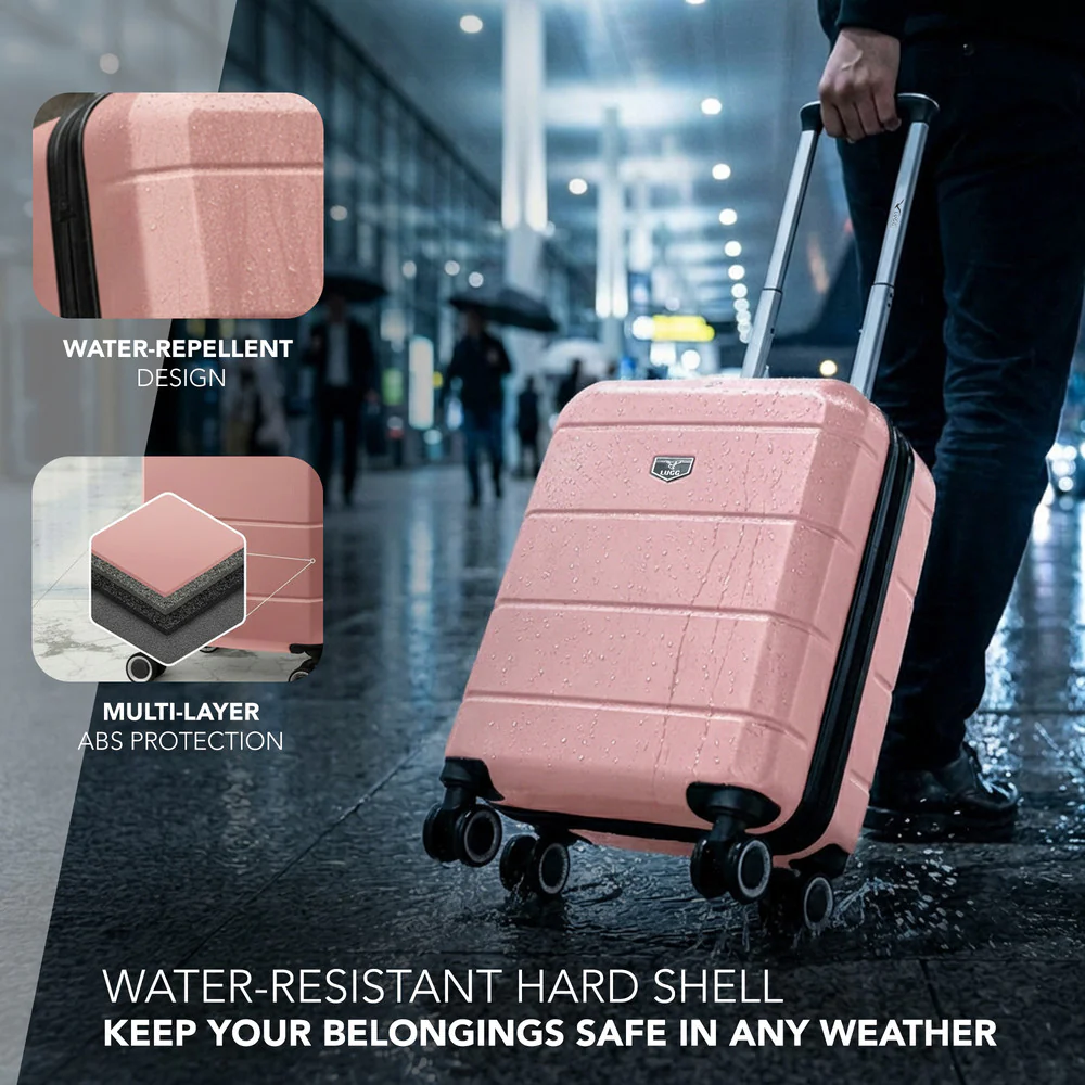 LUGG Jetset 15 Inch ABS Shell Protection Water Resistant & Safe Locking System Easyjet Free Under Seat Luggage (45x33x20cm) - Rose Gold - Image 4