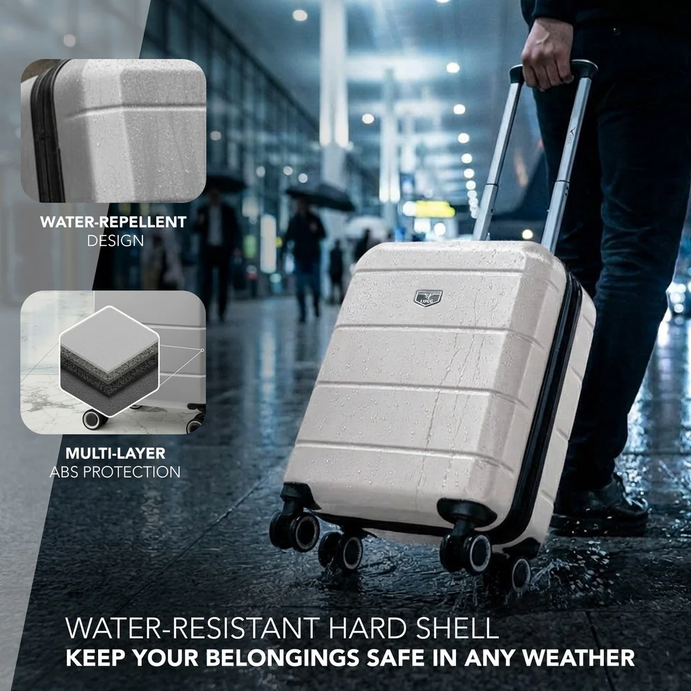 LUGG Jetset 15 Inch ABS Shell Protection Water Resistant & Safe Locking System Easyjet Free Under Seat Luggage (45x33x20cm) - Silver - Image 3