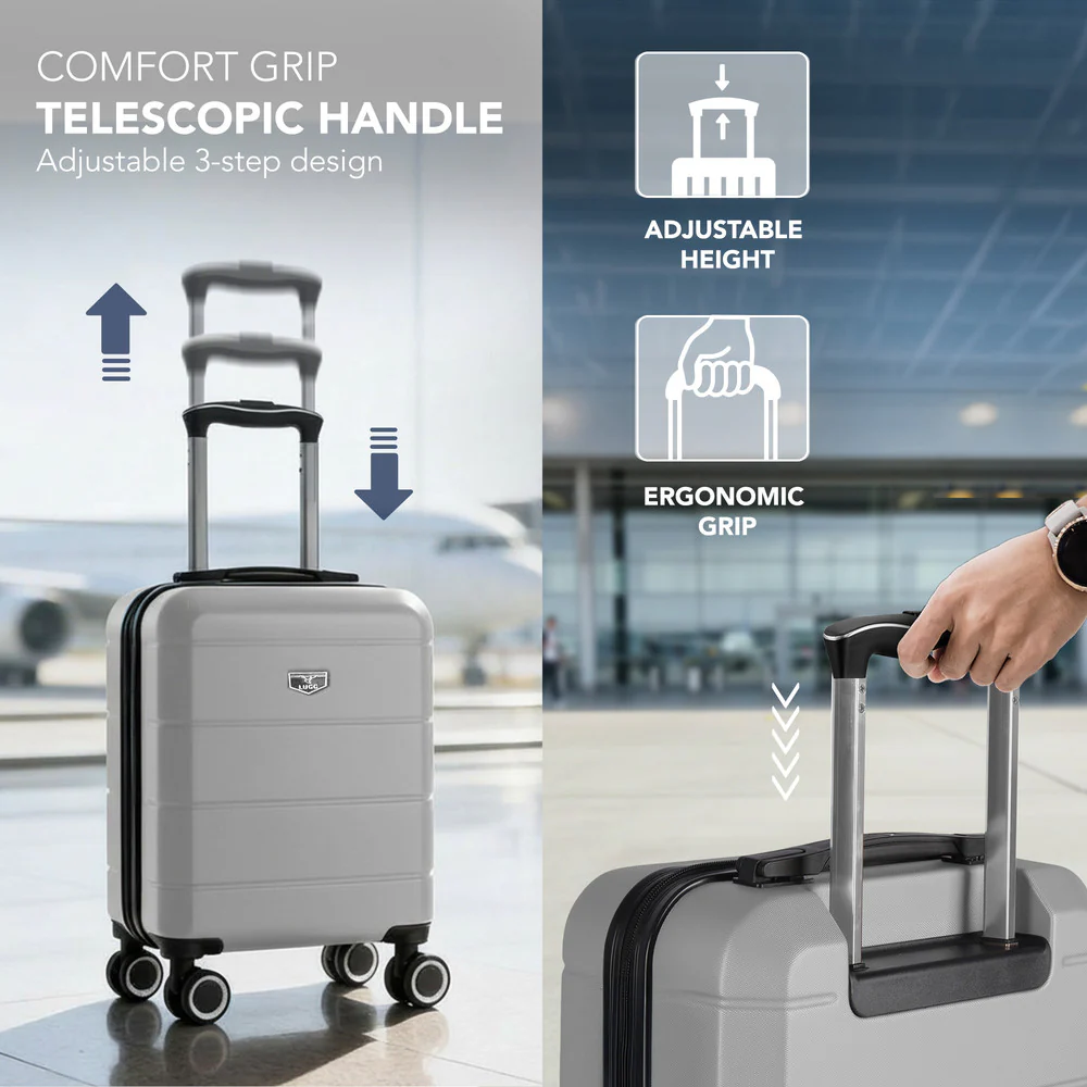 LUGG Jetset 15 Inch ABS Shell Protection Water Resistant & Safe Locking System Easyjet Free Under Seat Luggage (45x33x20cm) - Silver - Image 5
