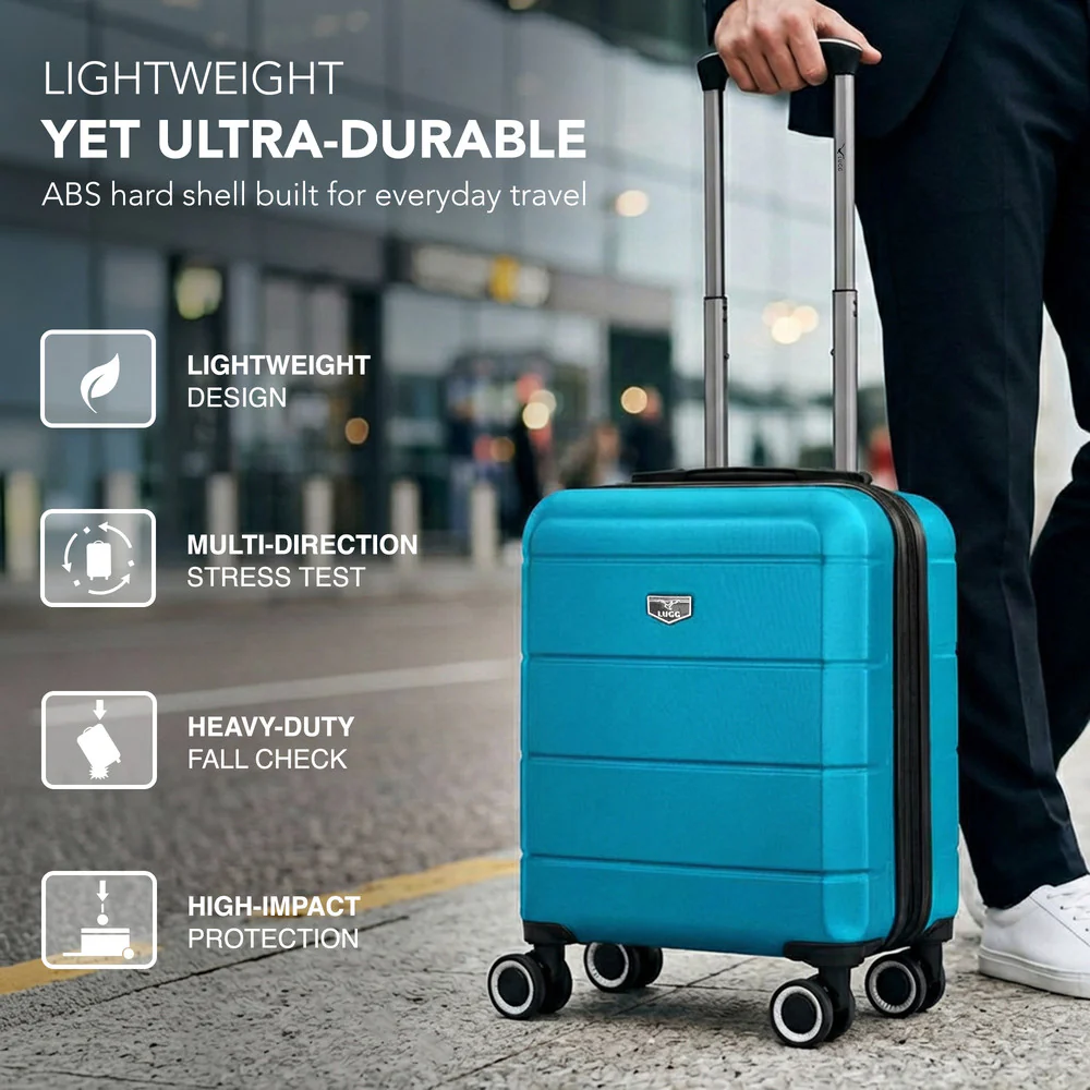LUGG Jetset 15 Inch ABS Shell Protection Water Resistant & Safe Locking System Easyjet Free Under Seat Luggage (45x33x20cm) - Teal - Image 3