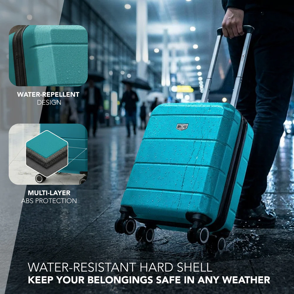 LUGG Jetset 15 Inch ABS Shell Protection Water Resistant & Safe Locking System Easyjet Free Under Seat Luggage (45x33x20cm) - Teal - Image 4