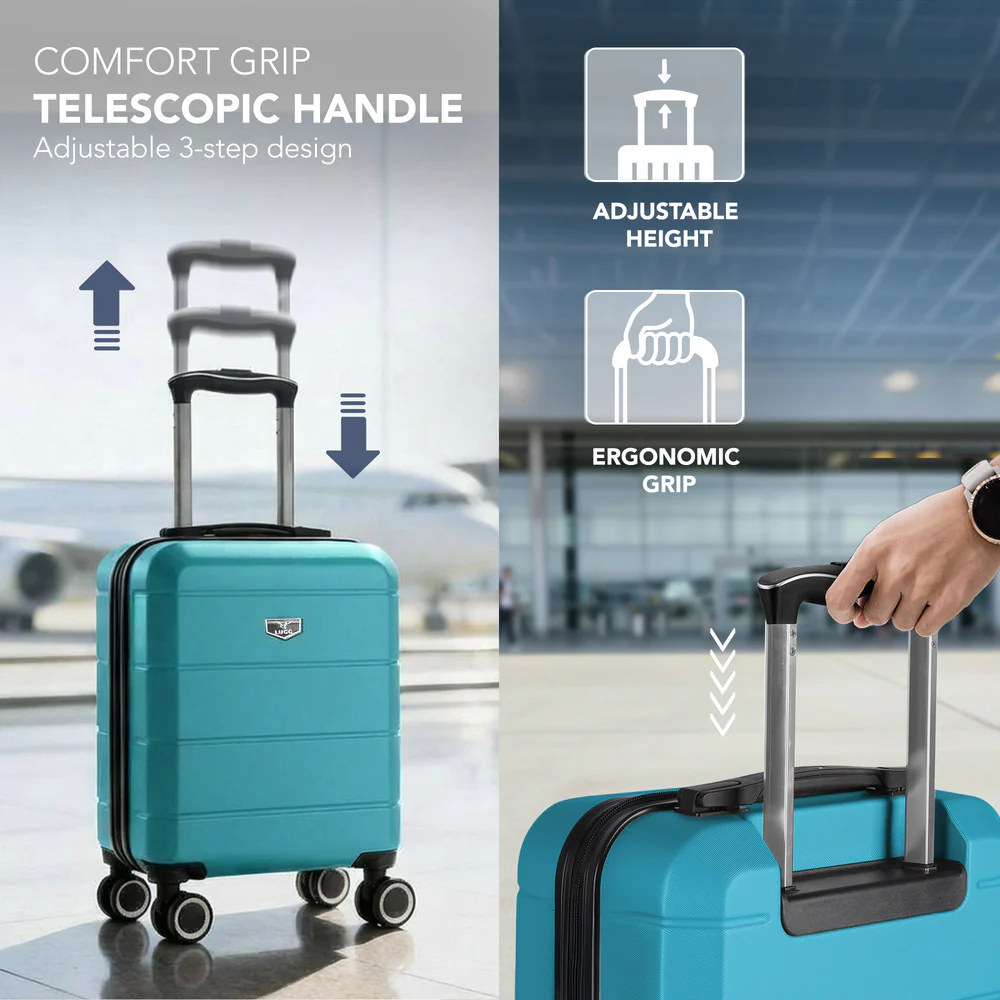 LUGG Jetset 15 Inch ABS Shell Protection Water Resistant & Safe Locking System Easyjet Free Under Seat Luggage (45x33x20cm) - Teal - Image 6