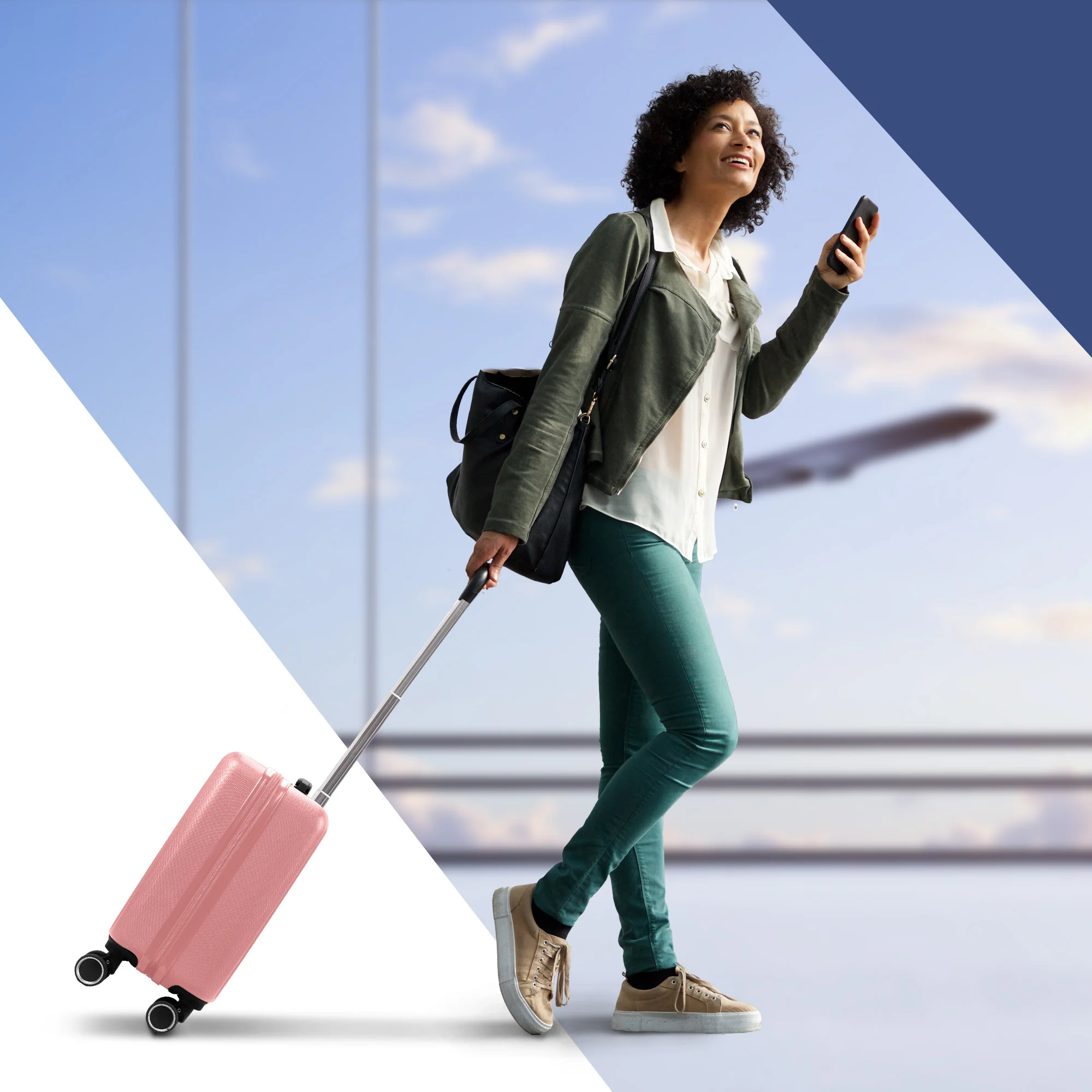 Vacay 15” Suitcase ABS Luggage, Aluminium Trolley Handle, 360° Spinner Wheels - Airline Compatible (45 x 33x 20cm) - Clay - Image 4