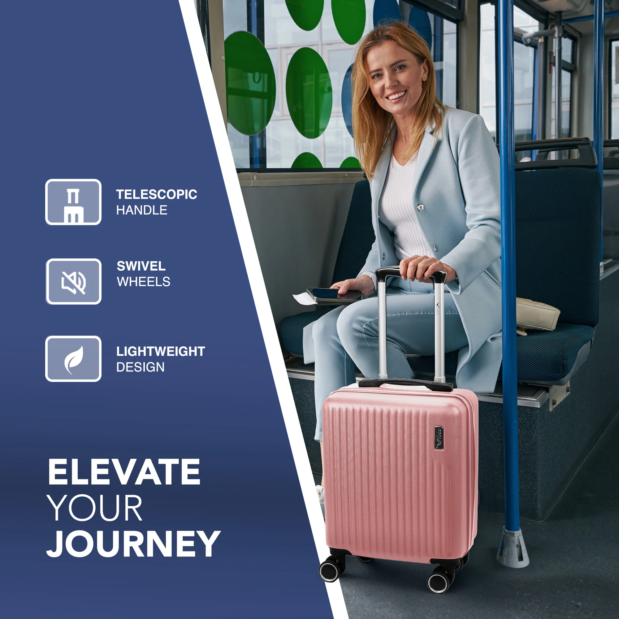 Vacay 15” Suitcase ABS Luggage, Aluminium Trolley Handle, 360° Spinner Wheels - Airline Compatible (45 x 33x 20cm) - Clay - Image 5