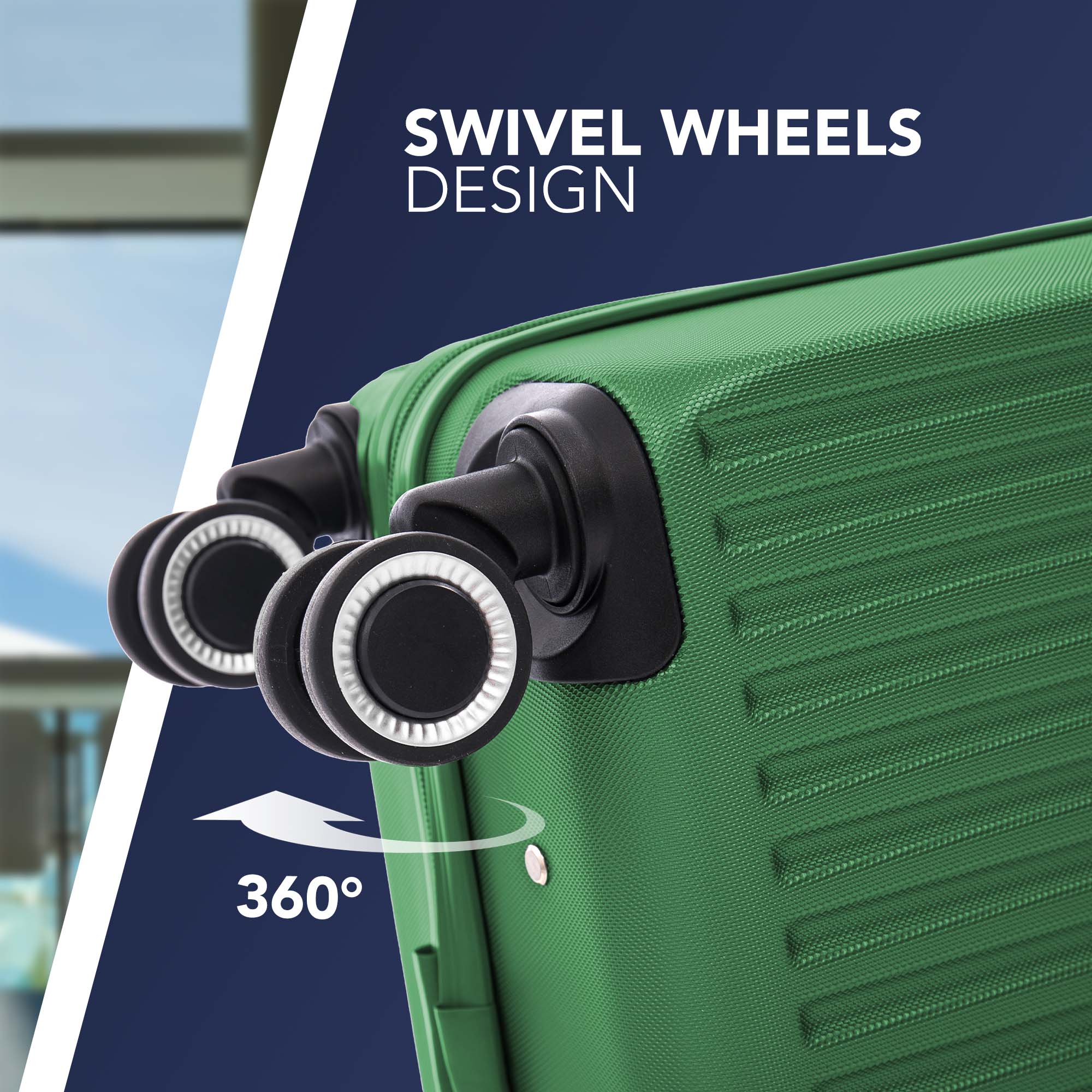 Vacay 15” Suitcase ABS Luggage, Aluminium Trolley Handle, 360° Spinner Wheels - Airline Compatible (45 x 33x 20cm) - Forest - Image 4