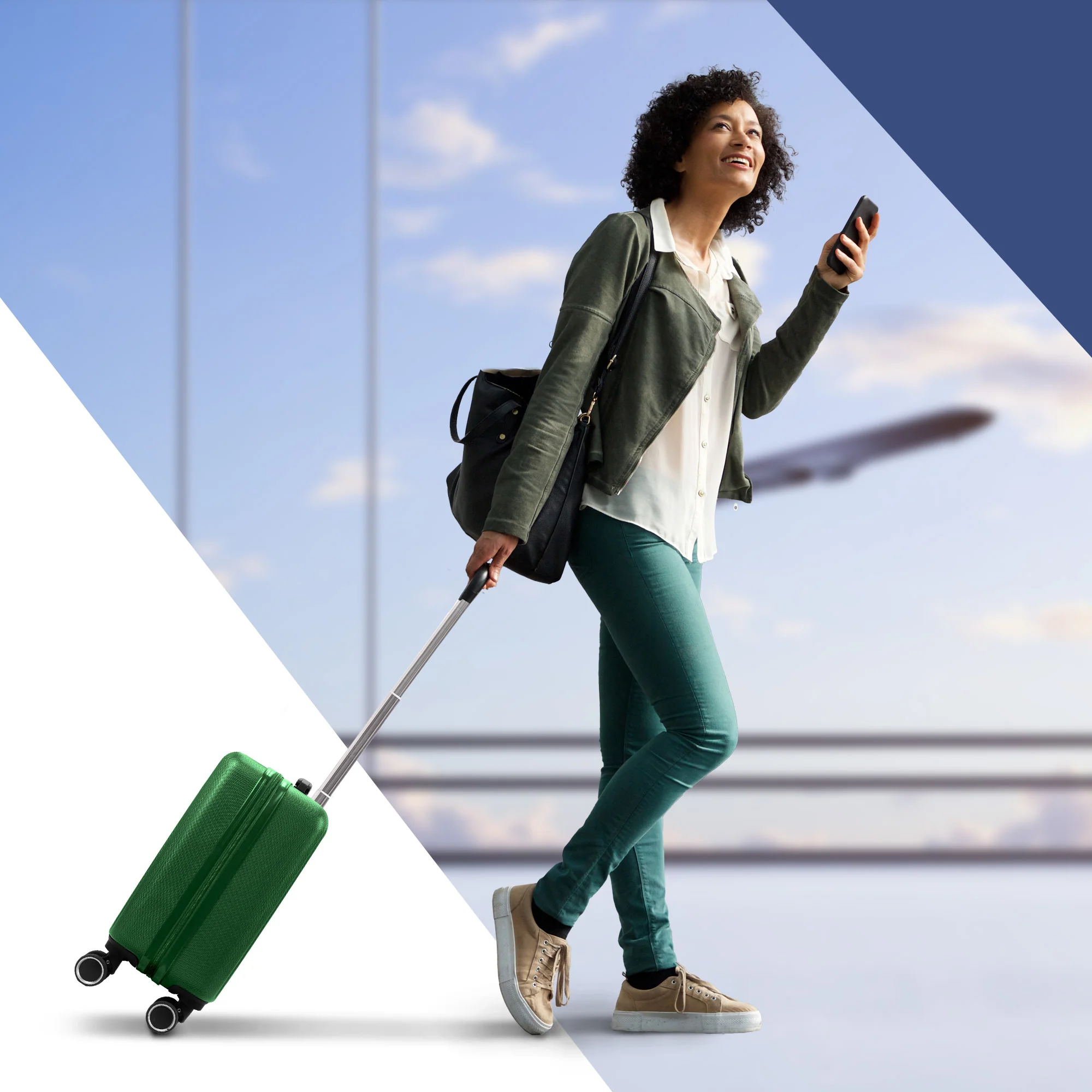 Vacay 15” Suitcase ABS Luggage, Aluminium Trolley Handle, 360° Spinner Wheels - Airline Compatible (45 x 33x 20cm) - Forest - Image 7