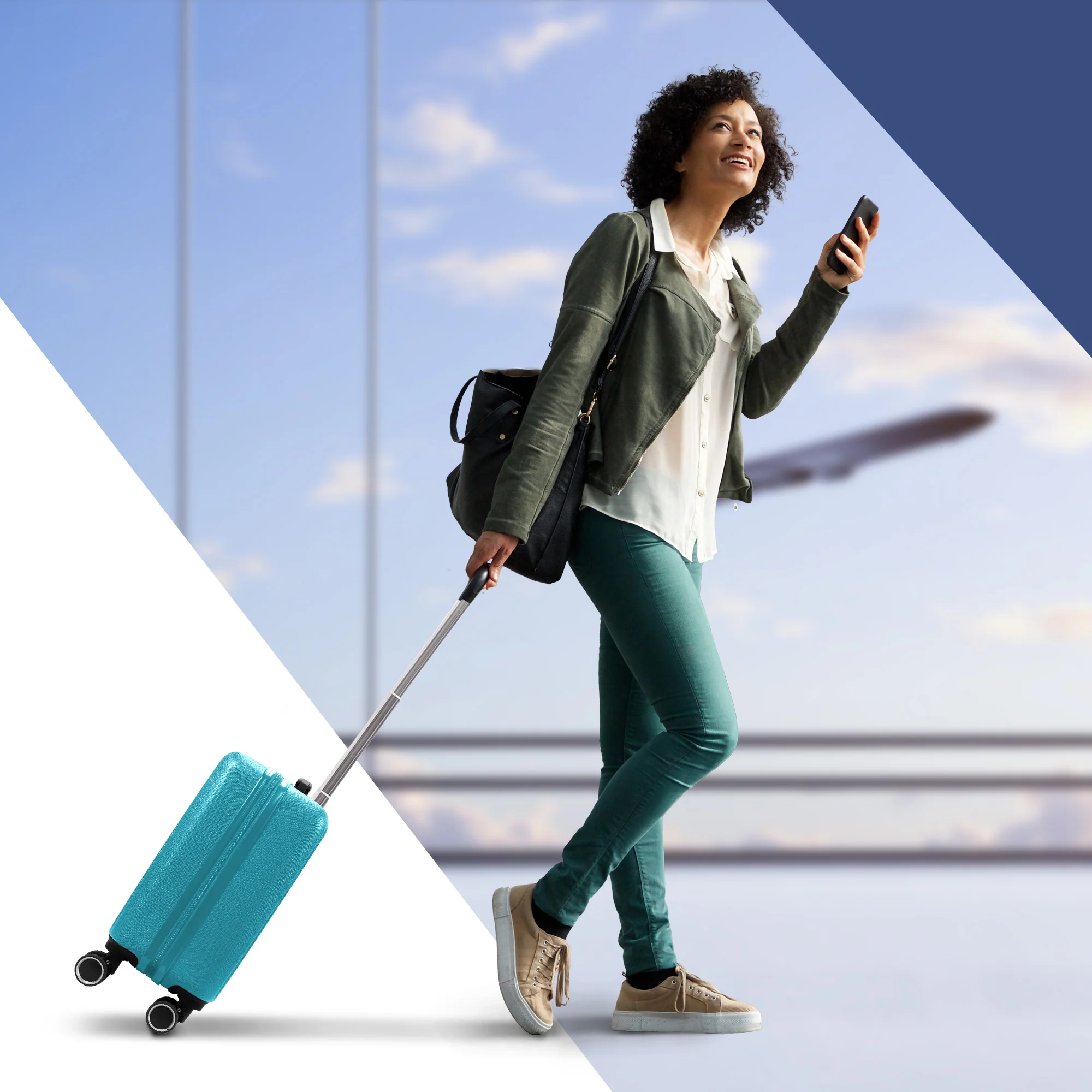 Vacay 15” Suitcase ABS Luggage, Aluminium Trolley Handle, 360° Spinner Wheels - Airline Compatible (45 x 33x 20cm) - Ocean - Image 4