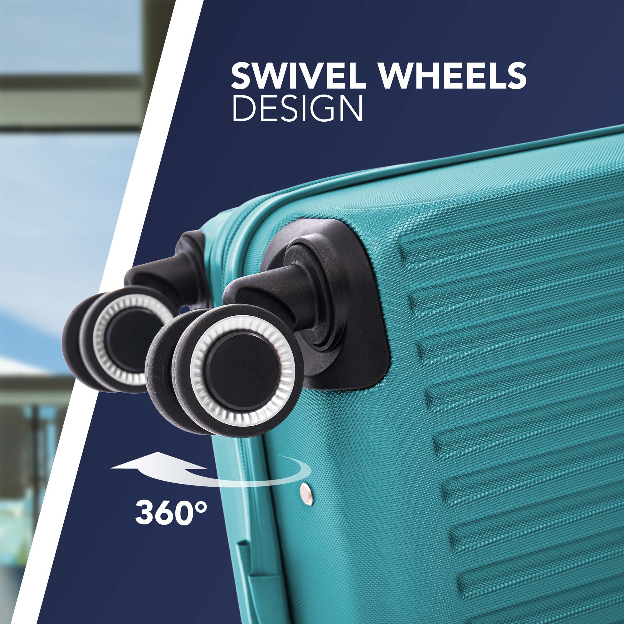 Vacay 15” Suitcase ABS Luggage, Aluminium Trolley Handle, 360° Spinner Wheels - Airline Compatible (45 x 33x 20cm) - Ocean - Image 6
