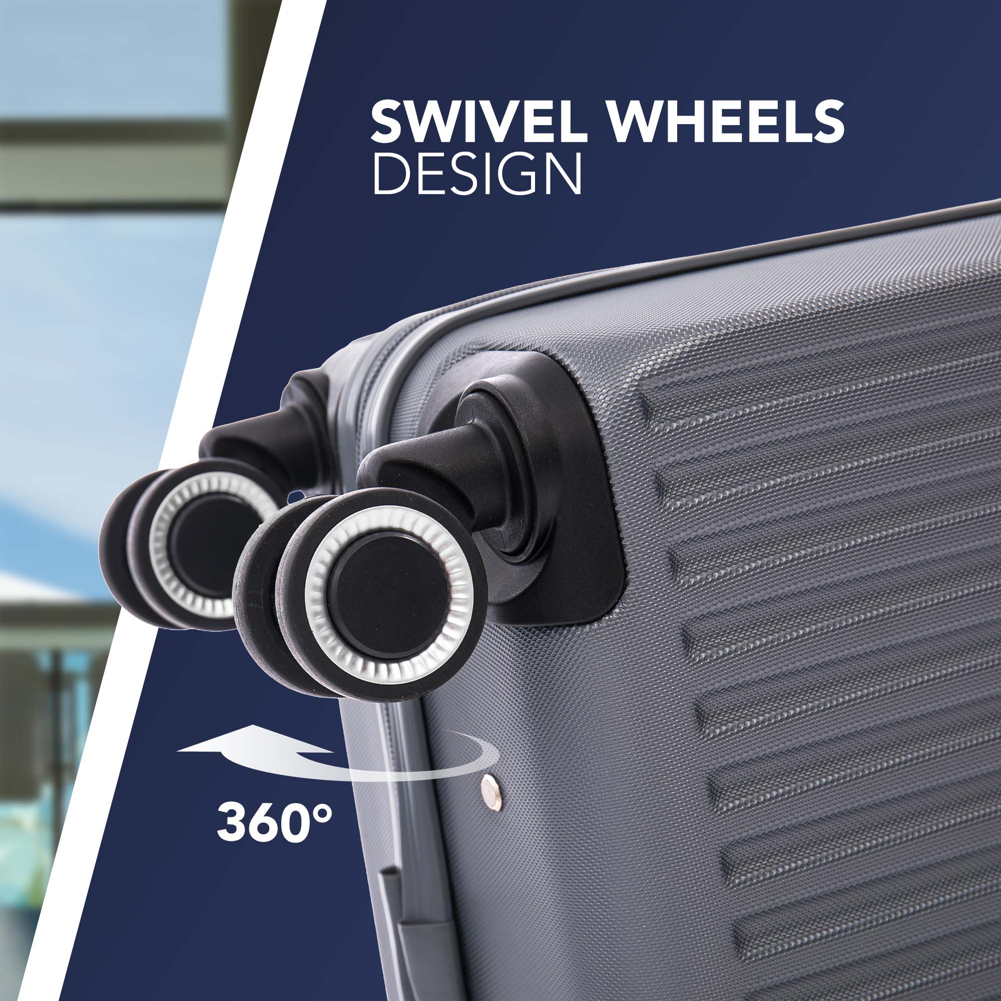 Vacay 15” Suitcase ABS Luggage, Aluminium Trolley Handle, 360° Spinner Wheels - Airline Compatible (45 x 33x 20cm) - Raven - Image 6