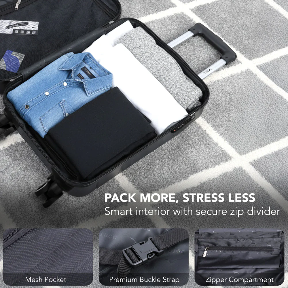 Jetset 20" Cabin Suitcase - 55 x 35 x 23cm in Black - Image 8