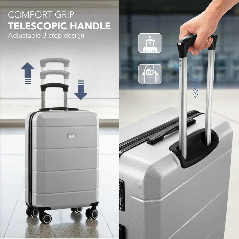 Jetset 20" Cabin Suitcase - 55 x 35 x 23cm in Silver - Image 7
