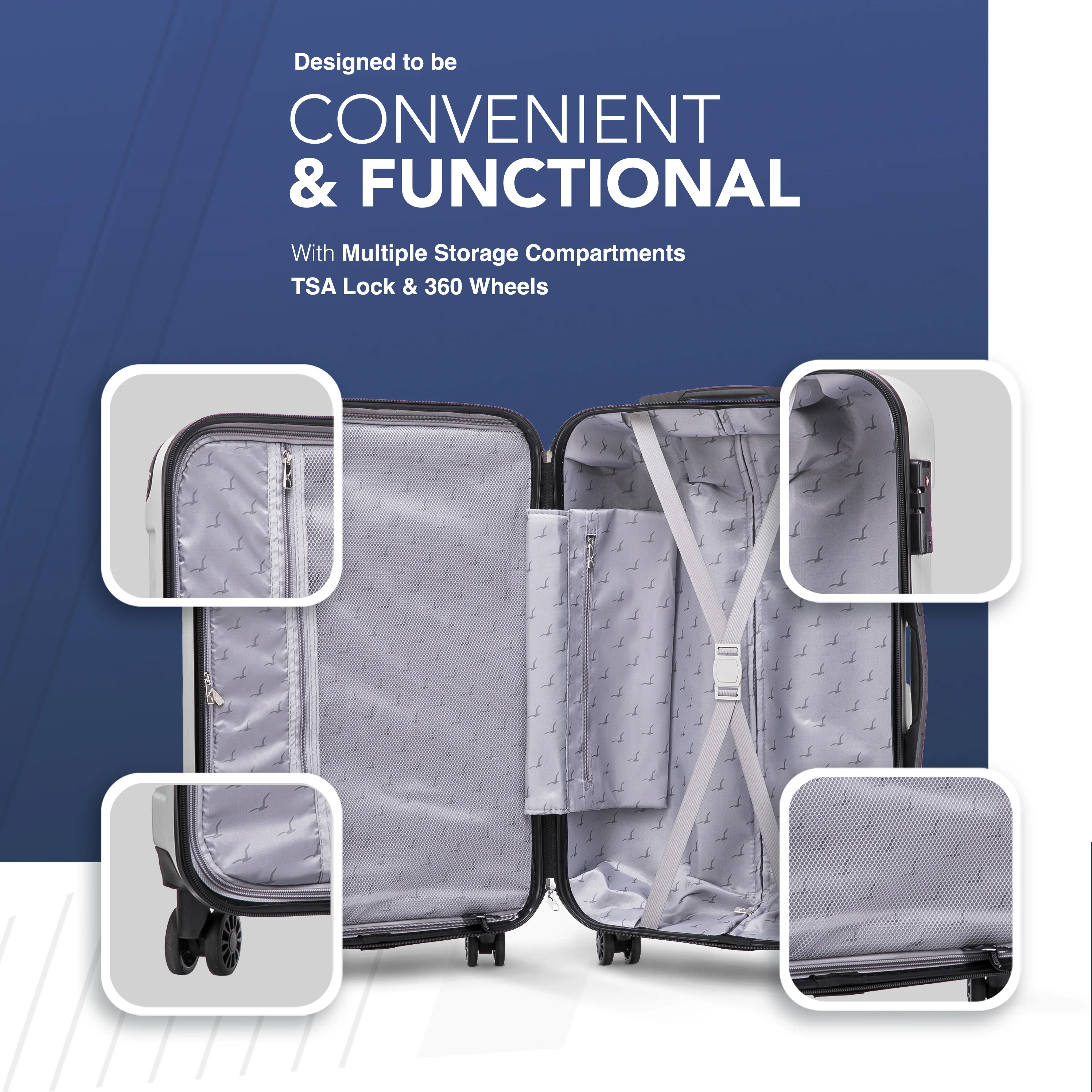 Skywander 20" Cabin Suitcase - 55 x 35 x 23cm in Beige - Image 7