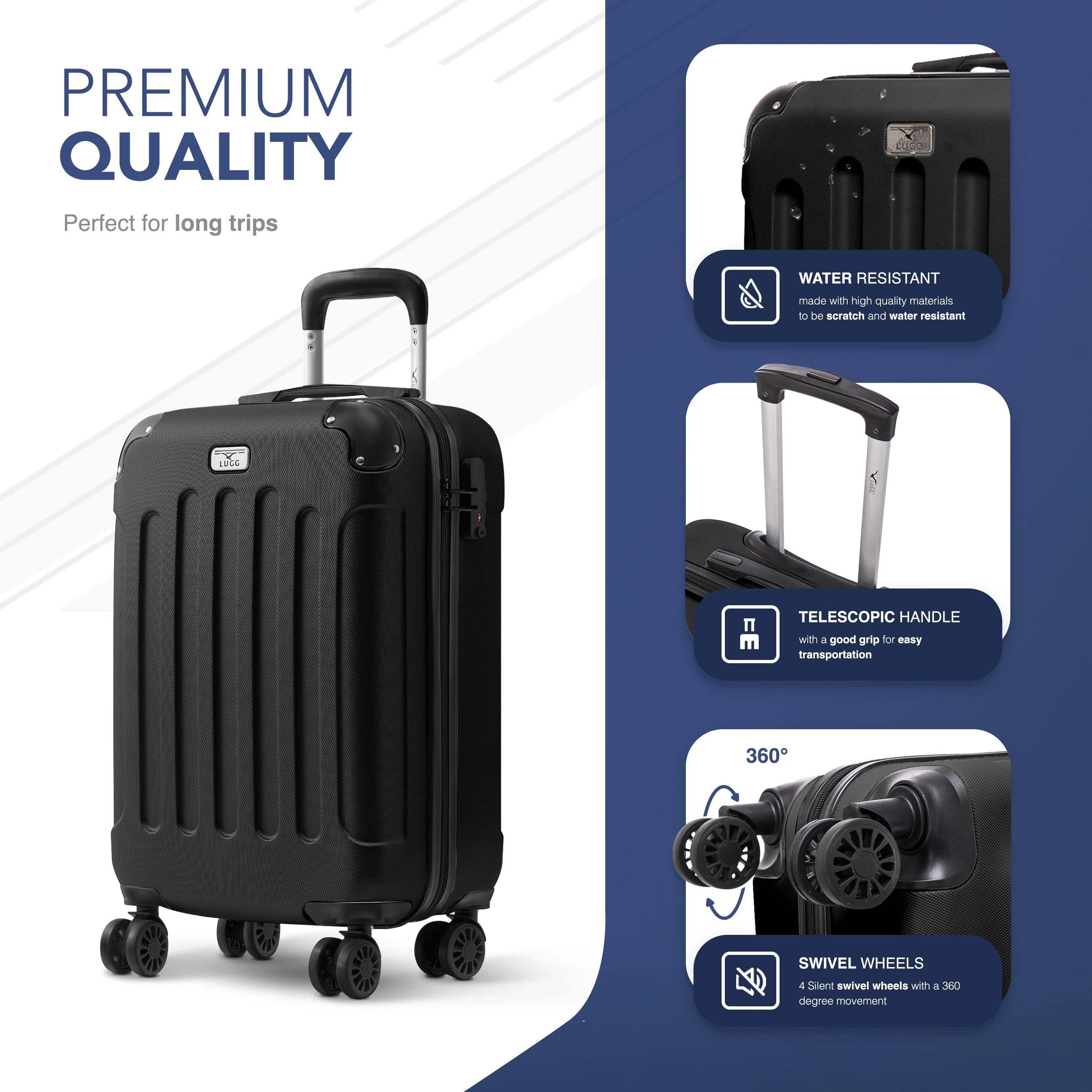 Skywander 20" Cabin Suitcase - 55 x 35 x 23cm in Black - Image 5