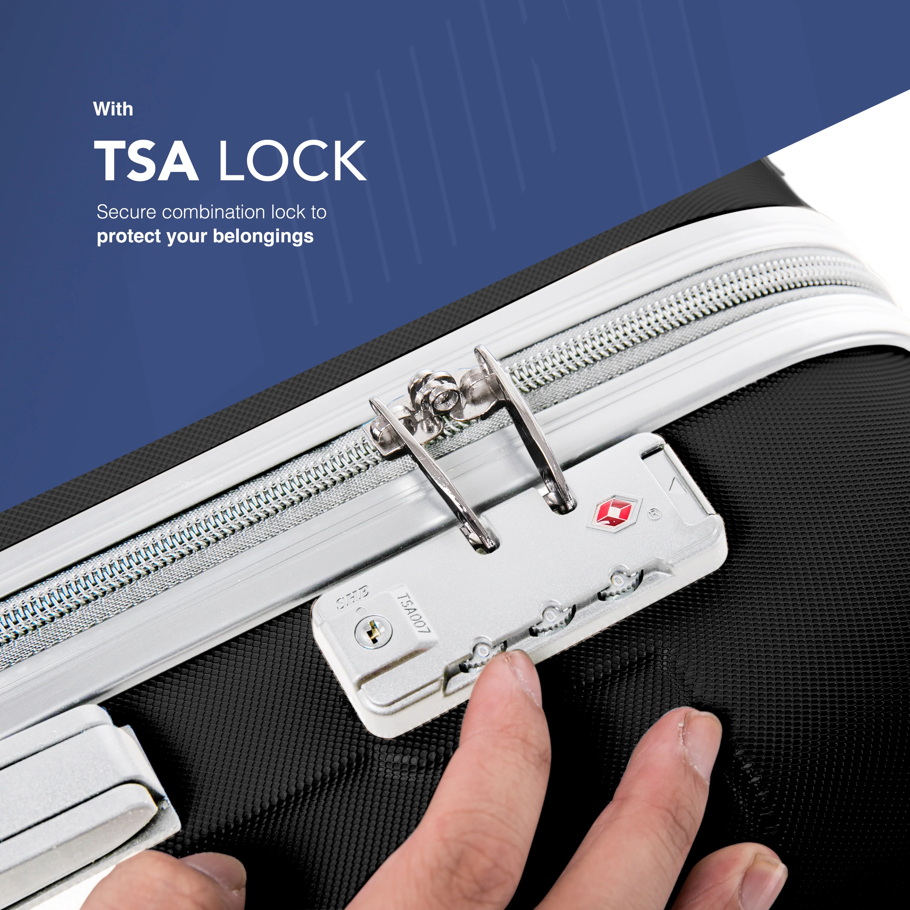 Skywander 20" Cabin Suitcase - 55 x 35 x 23cm in Black & White - Image 4