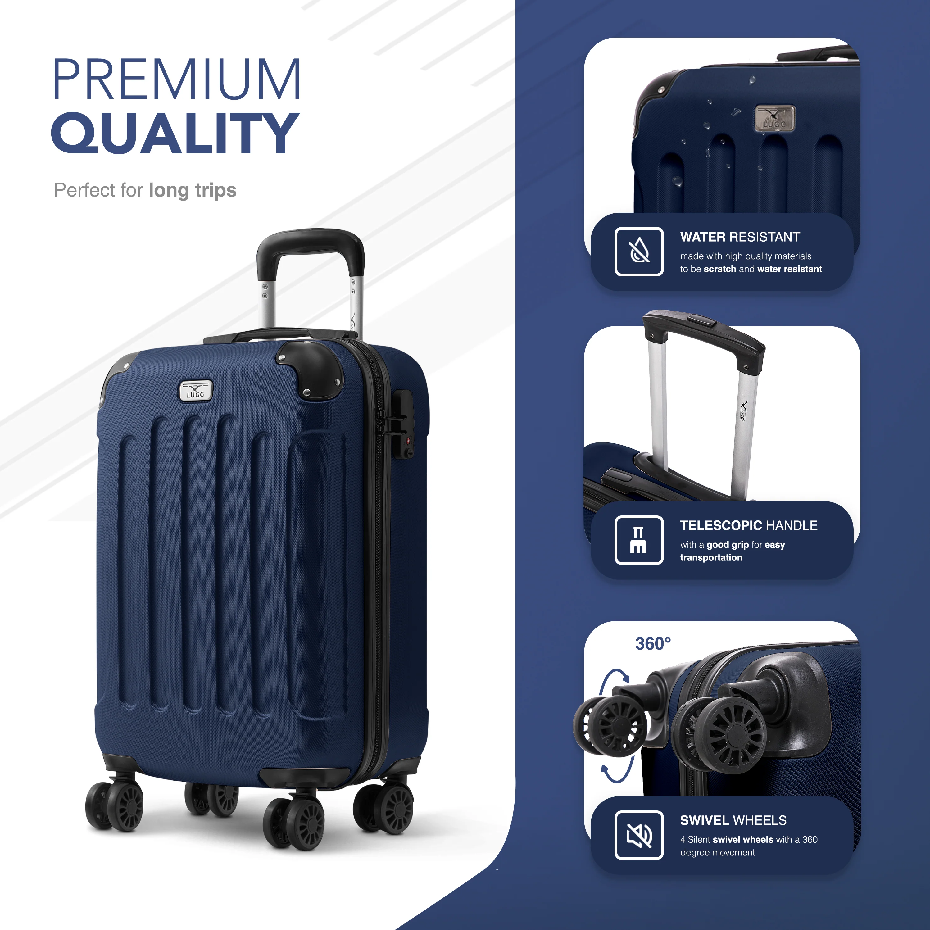Skywander 20" Cabin Suitcase - 55 x 35 x 23cm in Midnight Blue - Image 7