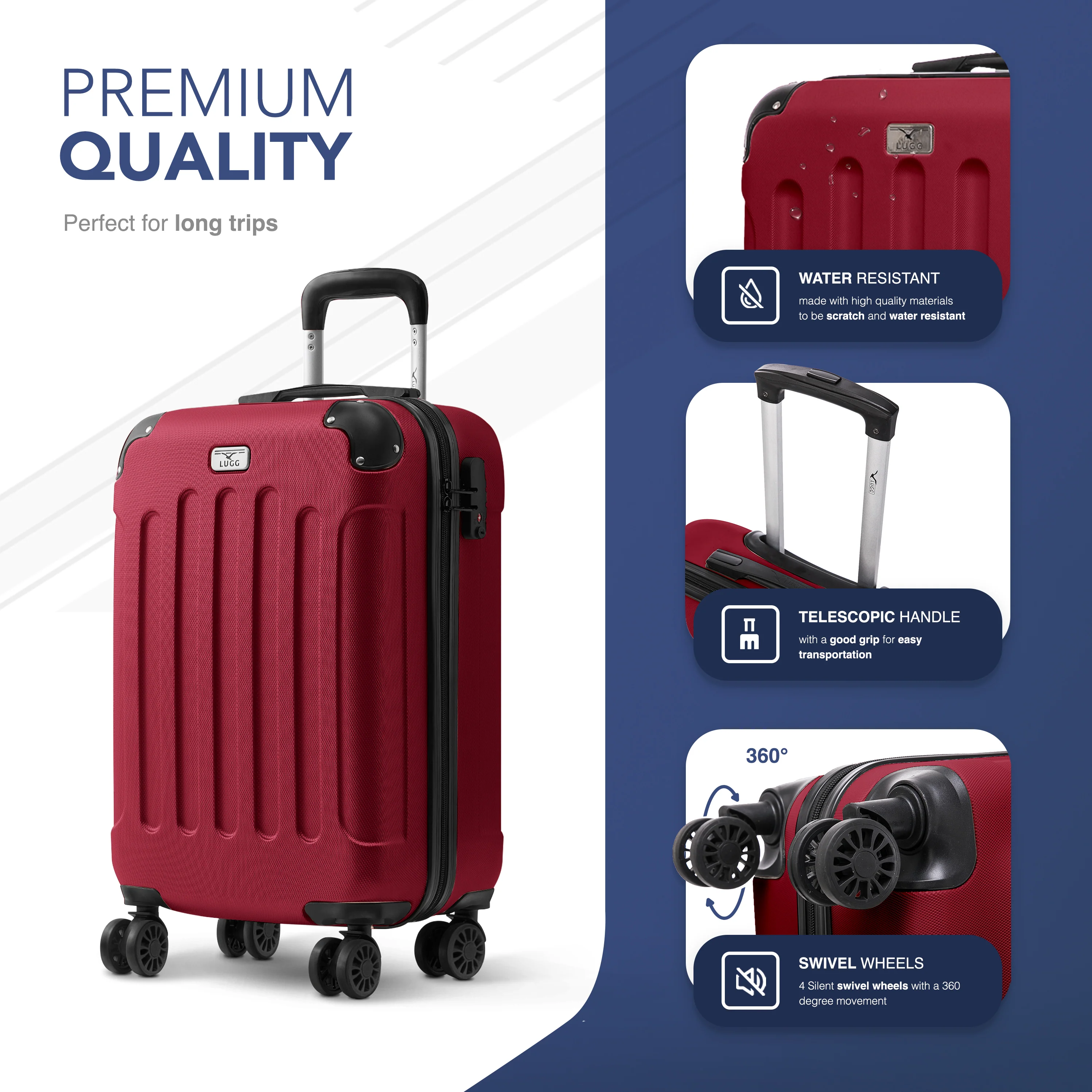 Skywander 20" Cabin Suitcase - 55 x 35 x 23cm in Burgundy - Image 5