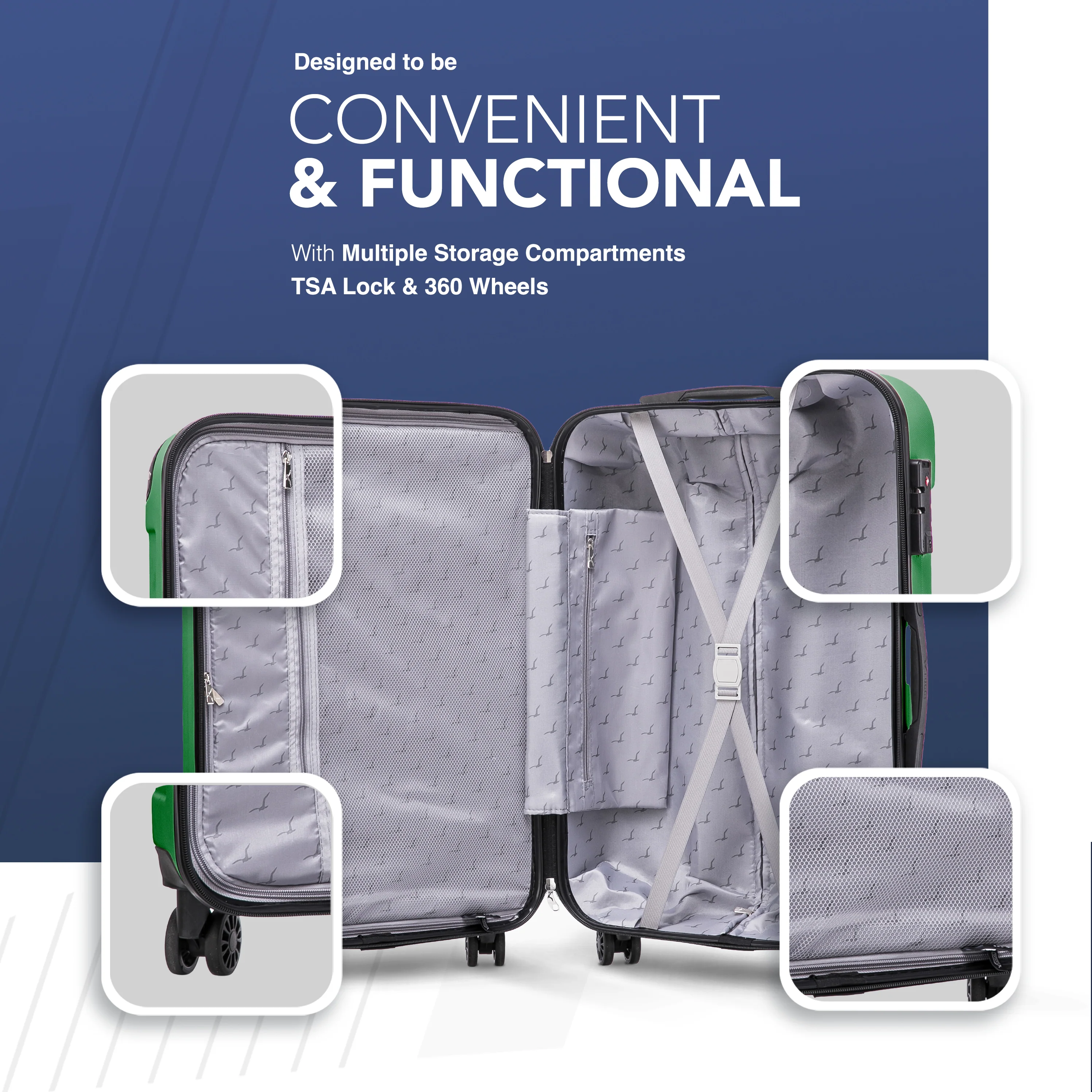 Skywander 20" Cabin Suitcase - 55 x 35 x 23cm in Khaki - Image 3