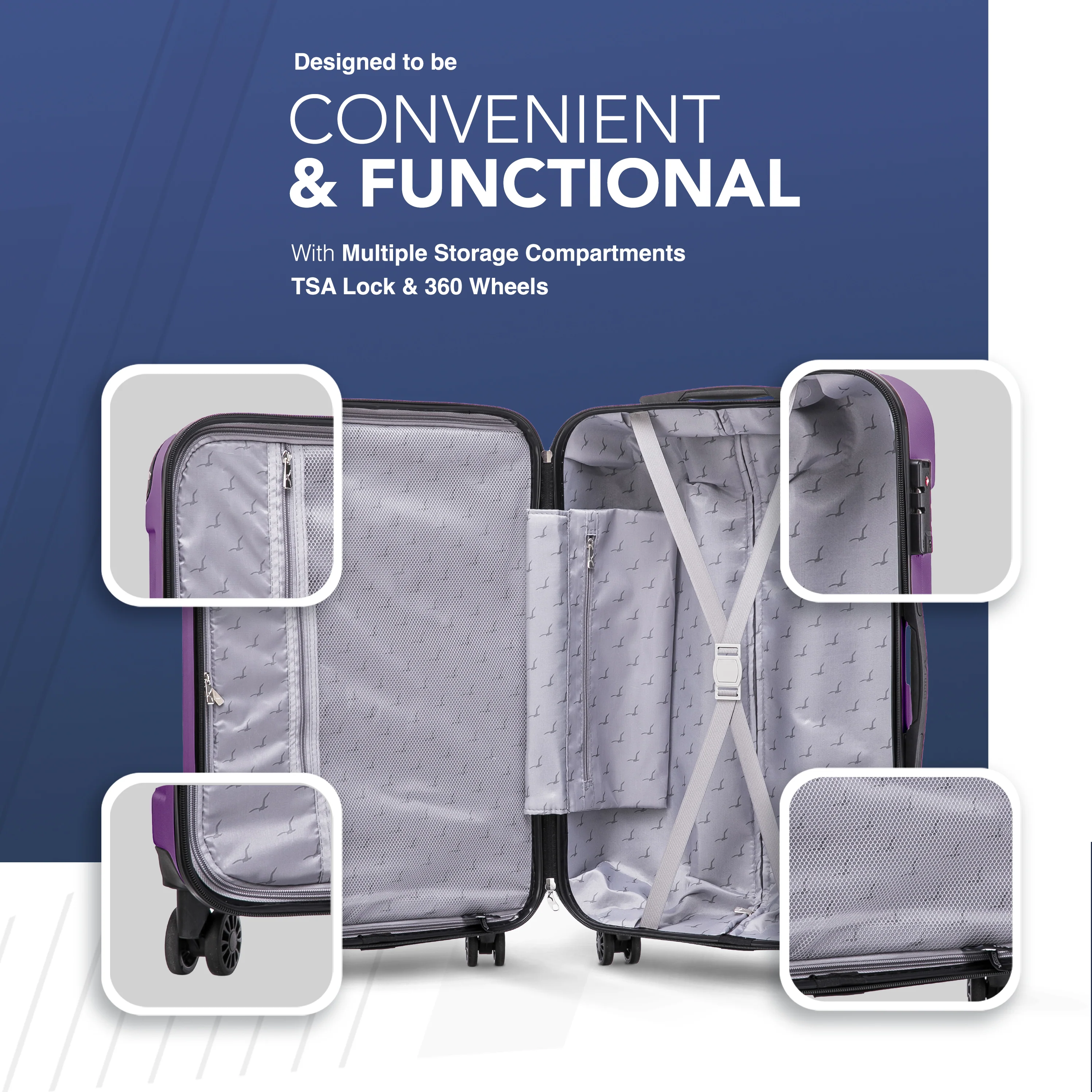 Skywander 20" Cabin Suitcase - 55 x 35 x 23cm in Lavender - Image 4