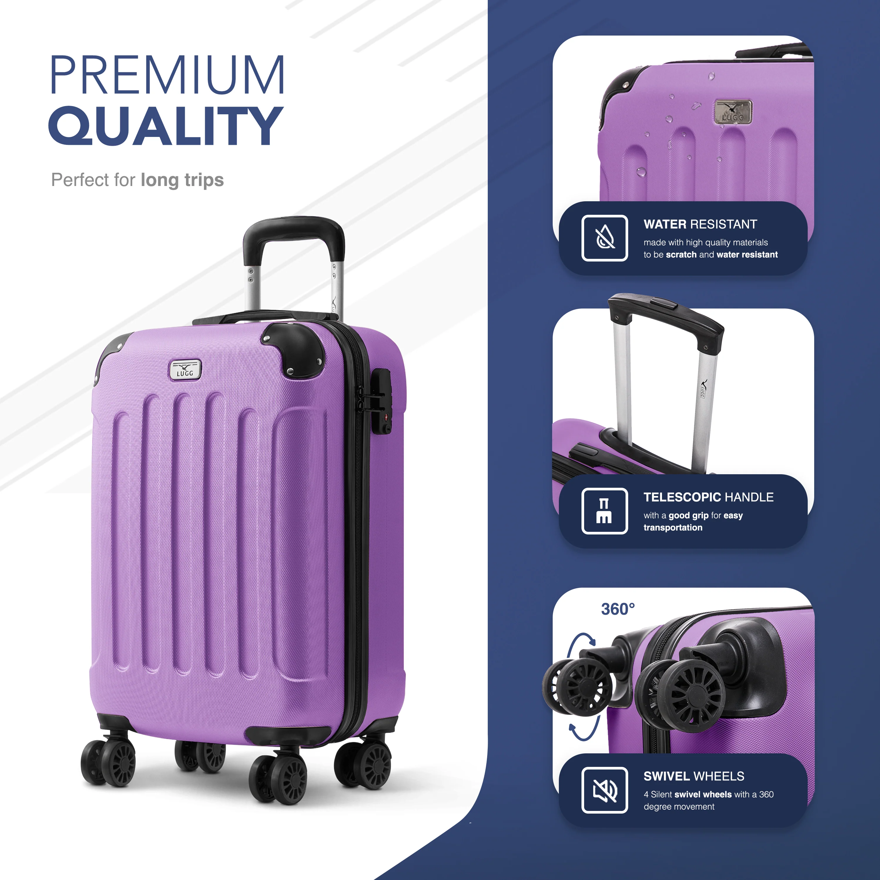 Skywander 20" Cabin Suitcase - 55 x 35 x 23cm in Lavender - Image 7
