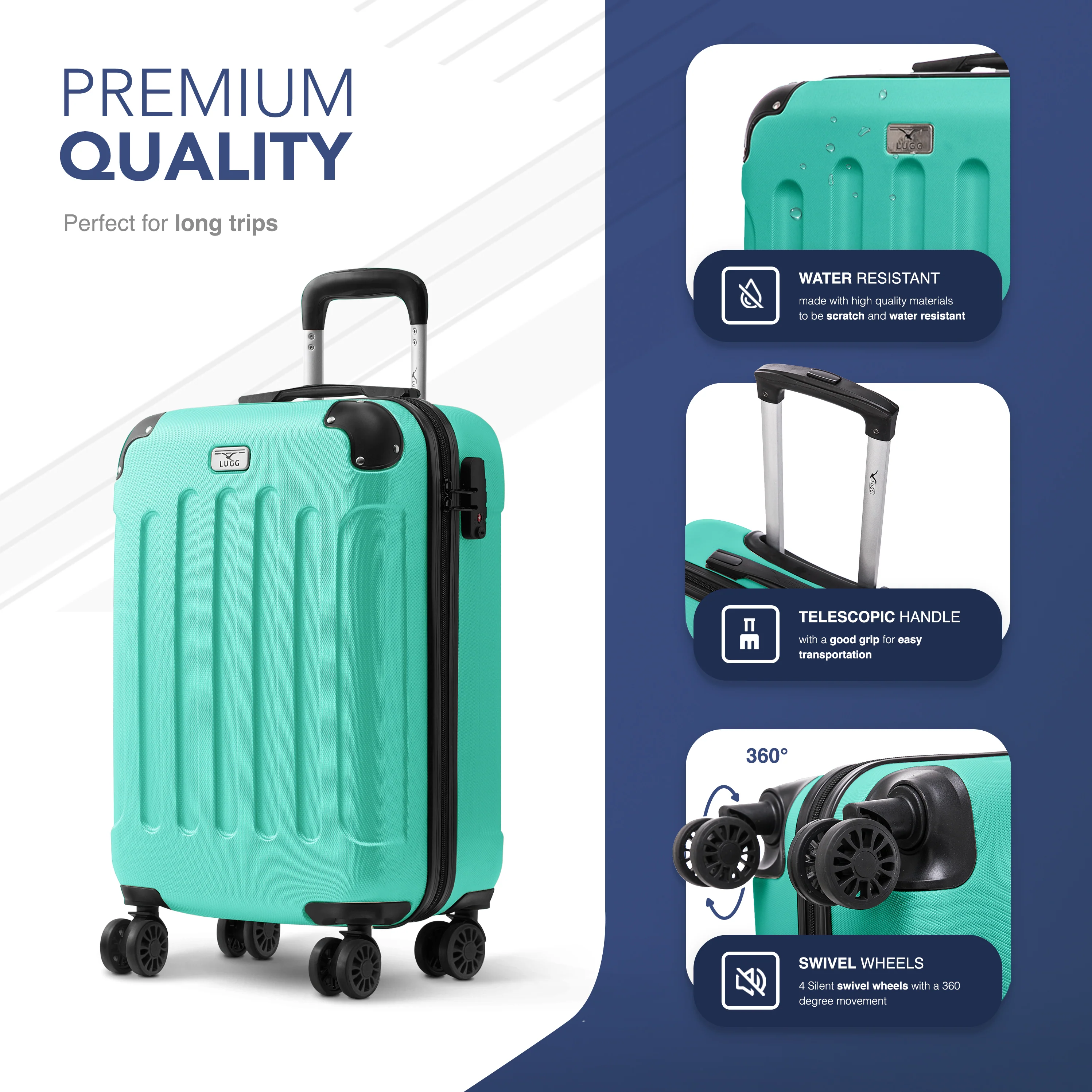 Skywander 20" Cabin Suitcase - 55 x 35 x 23cm in Mint - Image 3