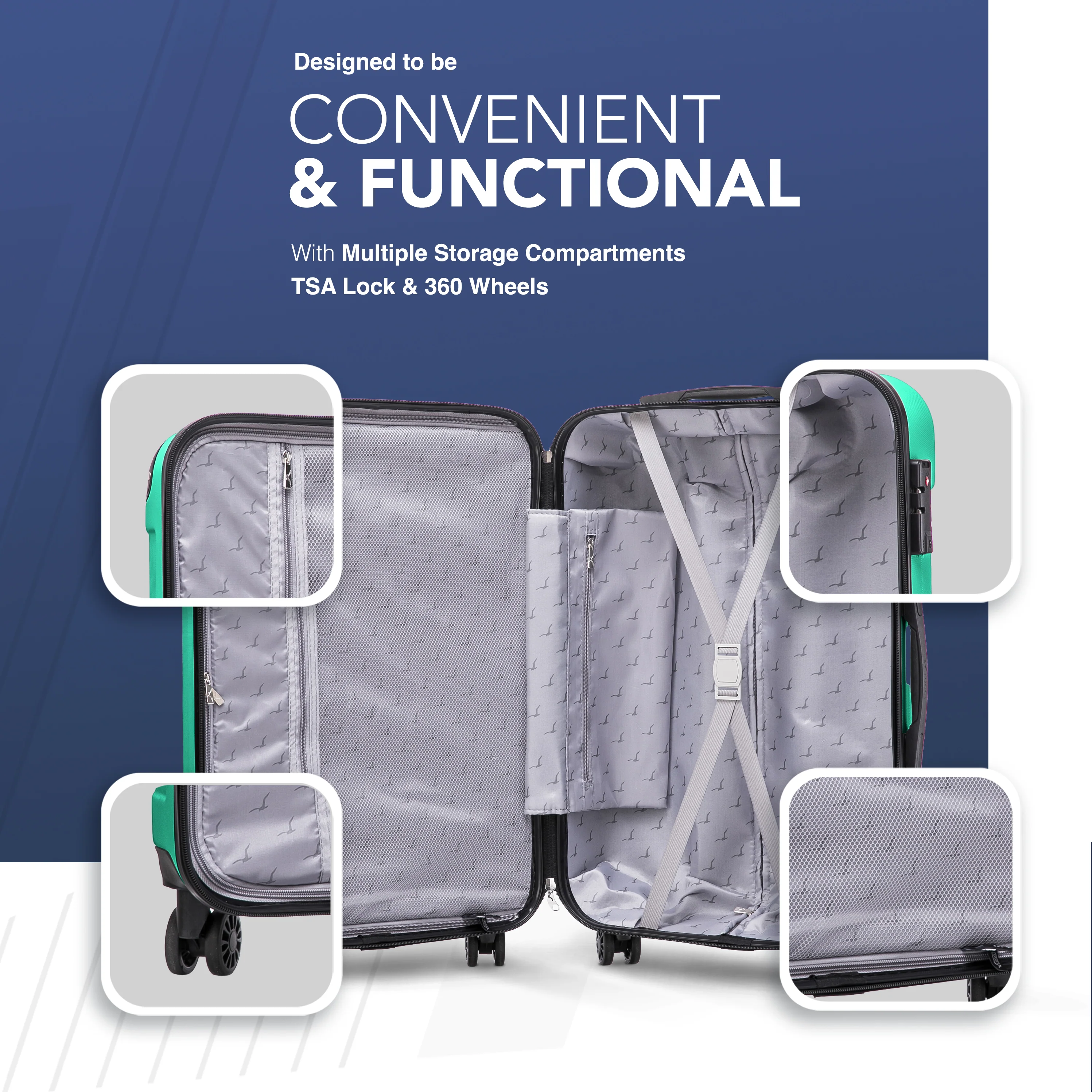 Skywander 20" Cabin Suitcase - 55 x 35 x 23cm in Mint - Image 5