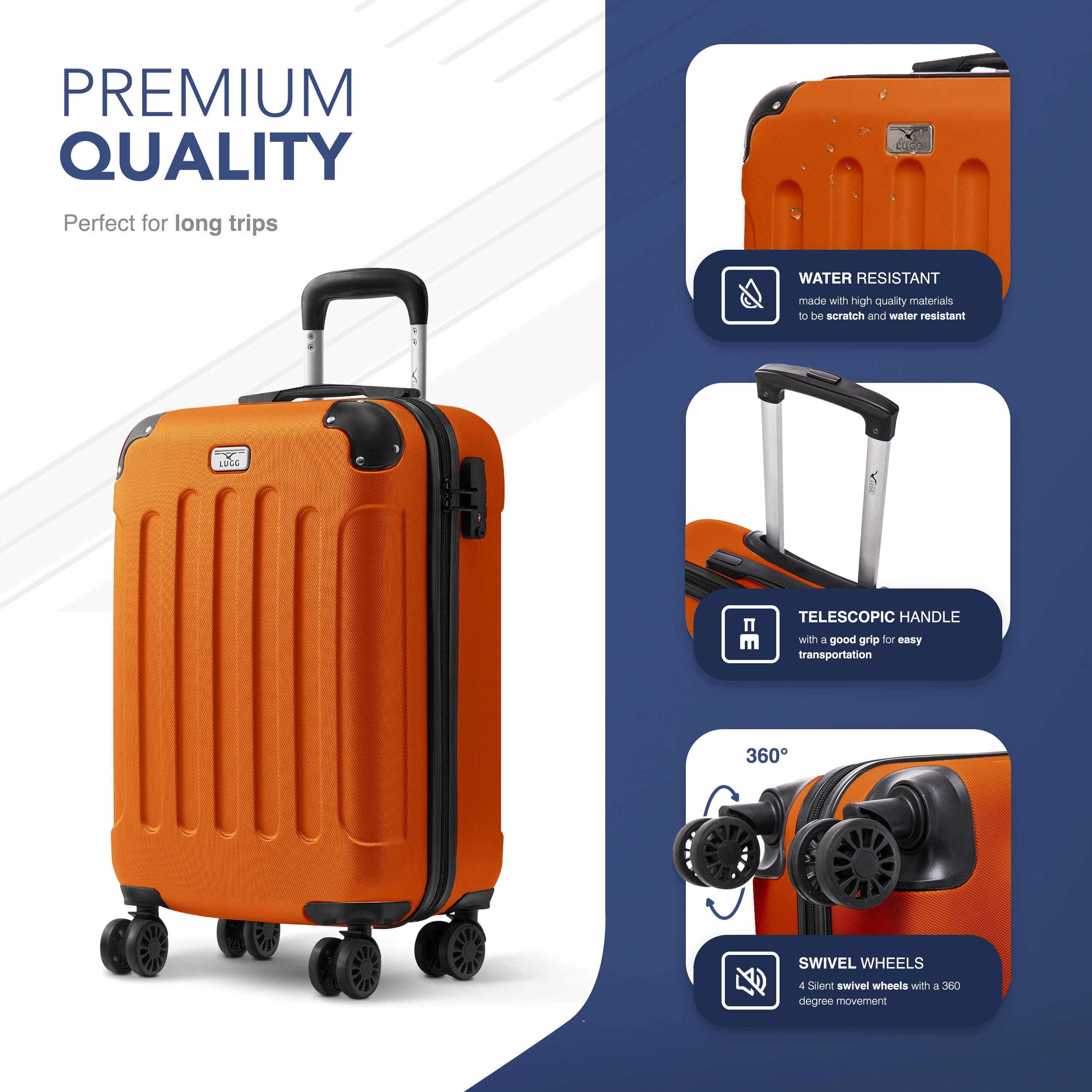 Skywander 20" Cabin Suitcase - 55 x 35 x 23cm in Orange - Image 3