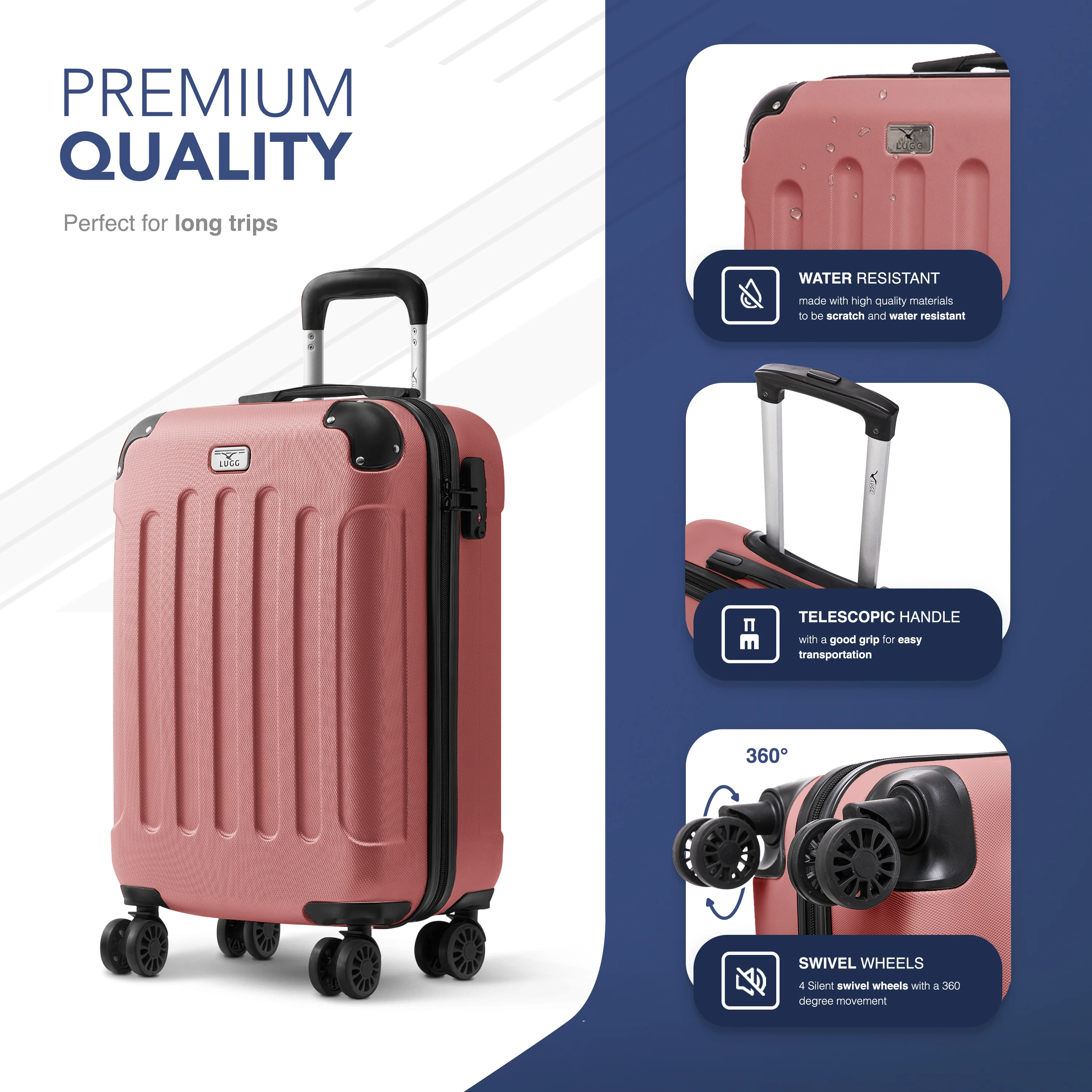 Skywander 20" Cabin Suitcase - 55 x 35 x 23cm in Rose Gold - Image 7