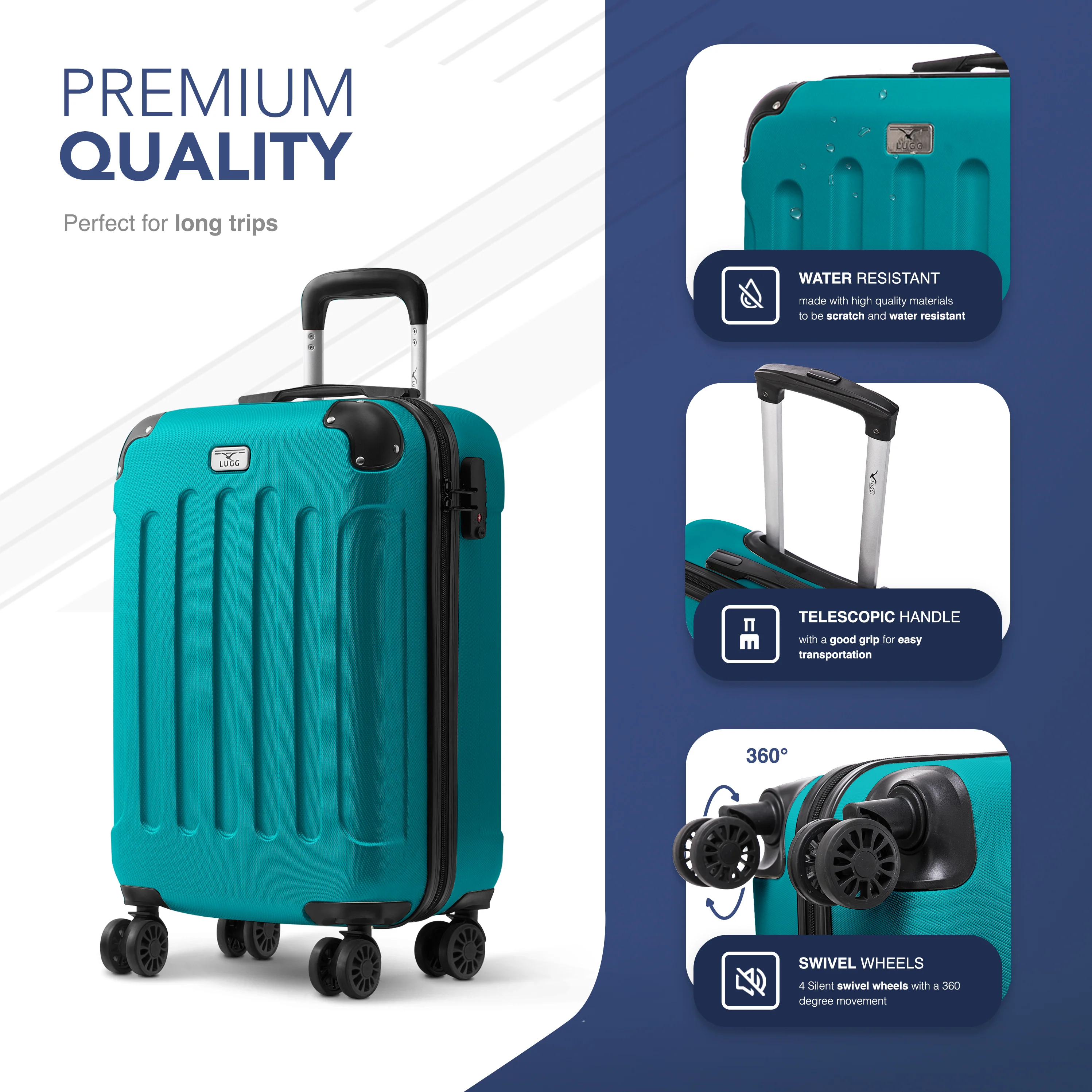 Skywander 20" Cabin Suitcase - 55 x 35 x 23cm in Teal - Image 3