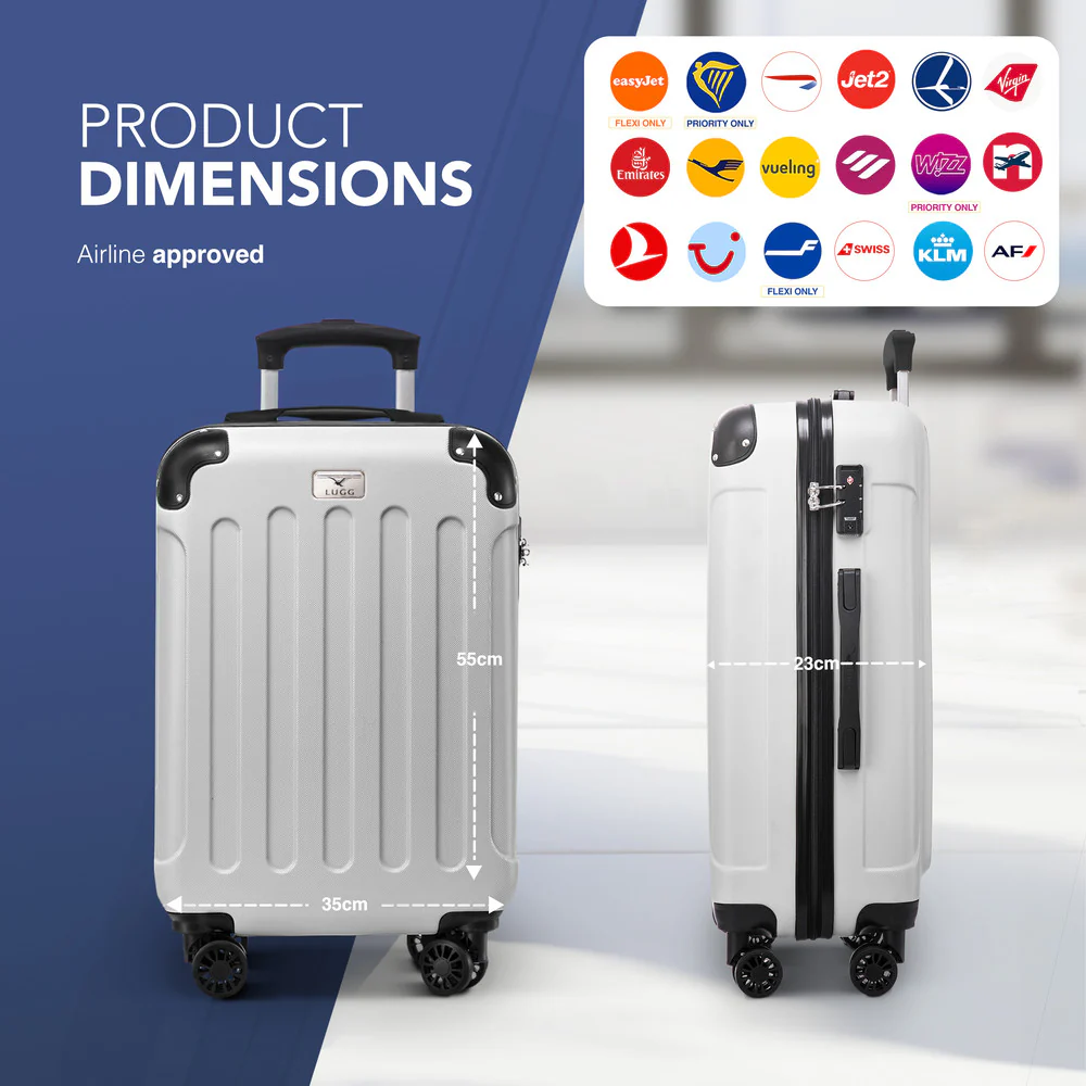 Skywander 20" Cabin Suitcase - 55 x 35 x 23cm in White - Image 2