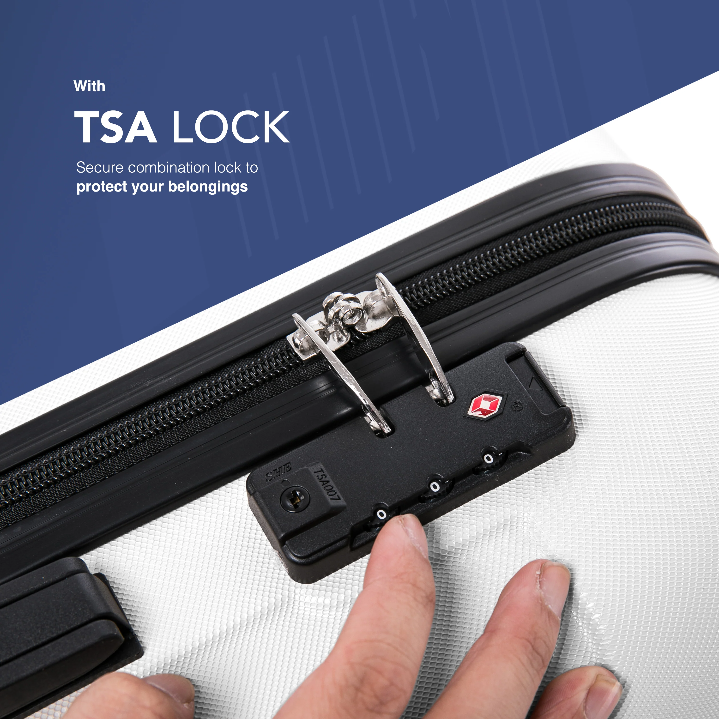 Skywander 20" Cabin Suitcase - 55 x 35 x 23cm in White - Image 3