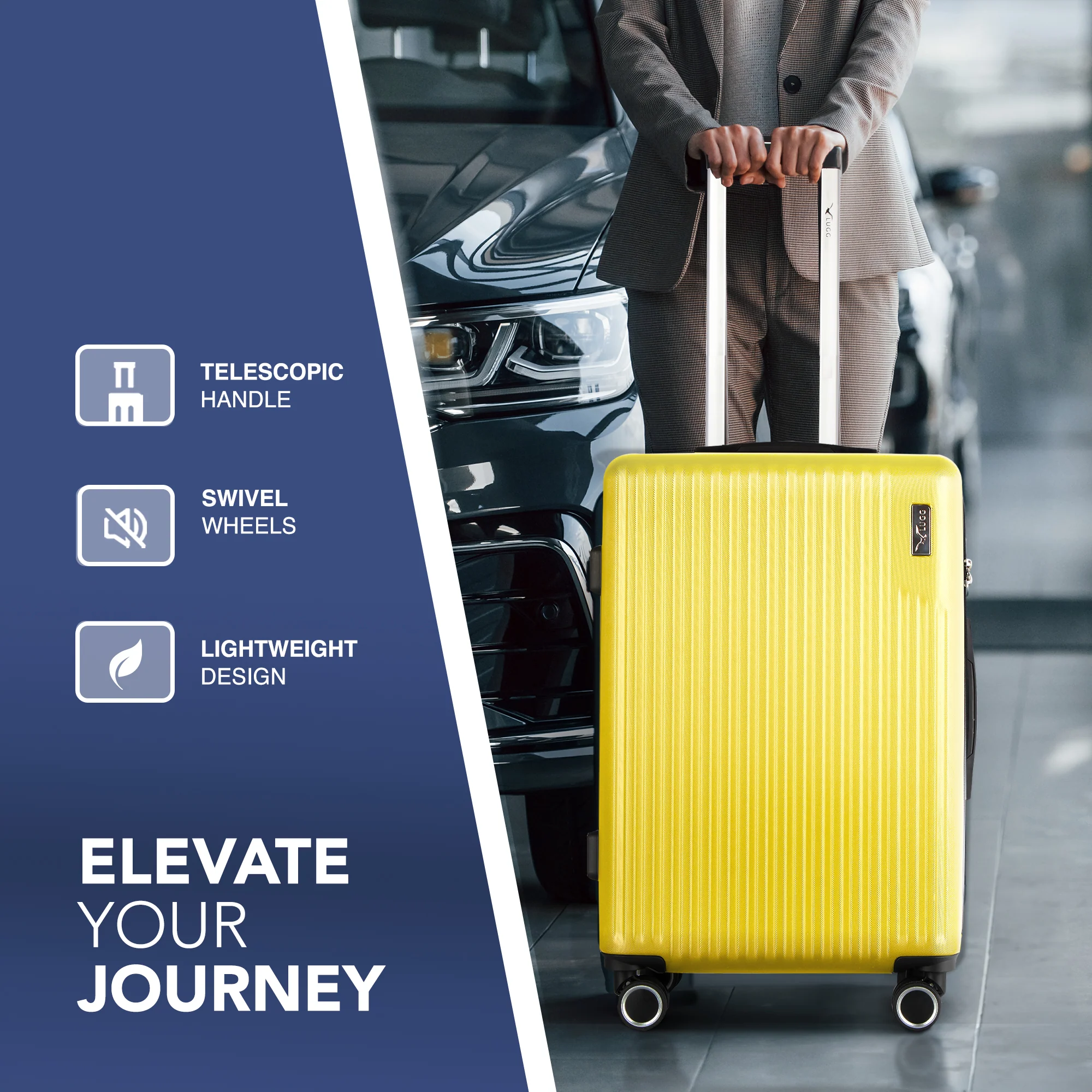 Vacay 20” Suitcase ABS Luggage with TSA Indent Lock, Aluminium Trolley Handle, 360° Spinner Wheels - Airline Compatible (55 x 35 x 23cm) - Citrine (Clearance) - Image 4