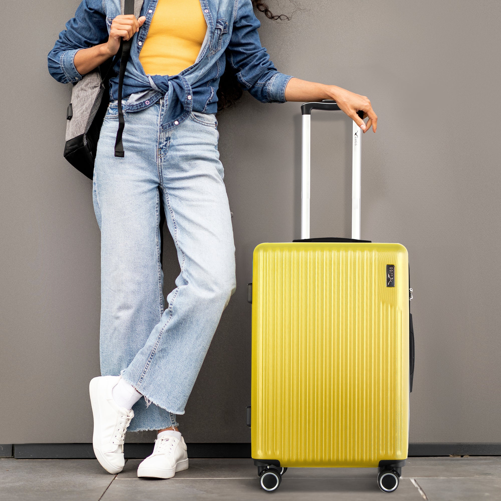 Vacay 20” Suitcase ABS Luggage with TSA Indent Lock, Aluminium Trolley Handle, 360° Spinner Wheels - Airline Compatible (55 x 35 x 23cm) - Citrine (Clearance) - Image 5