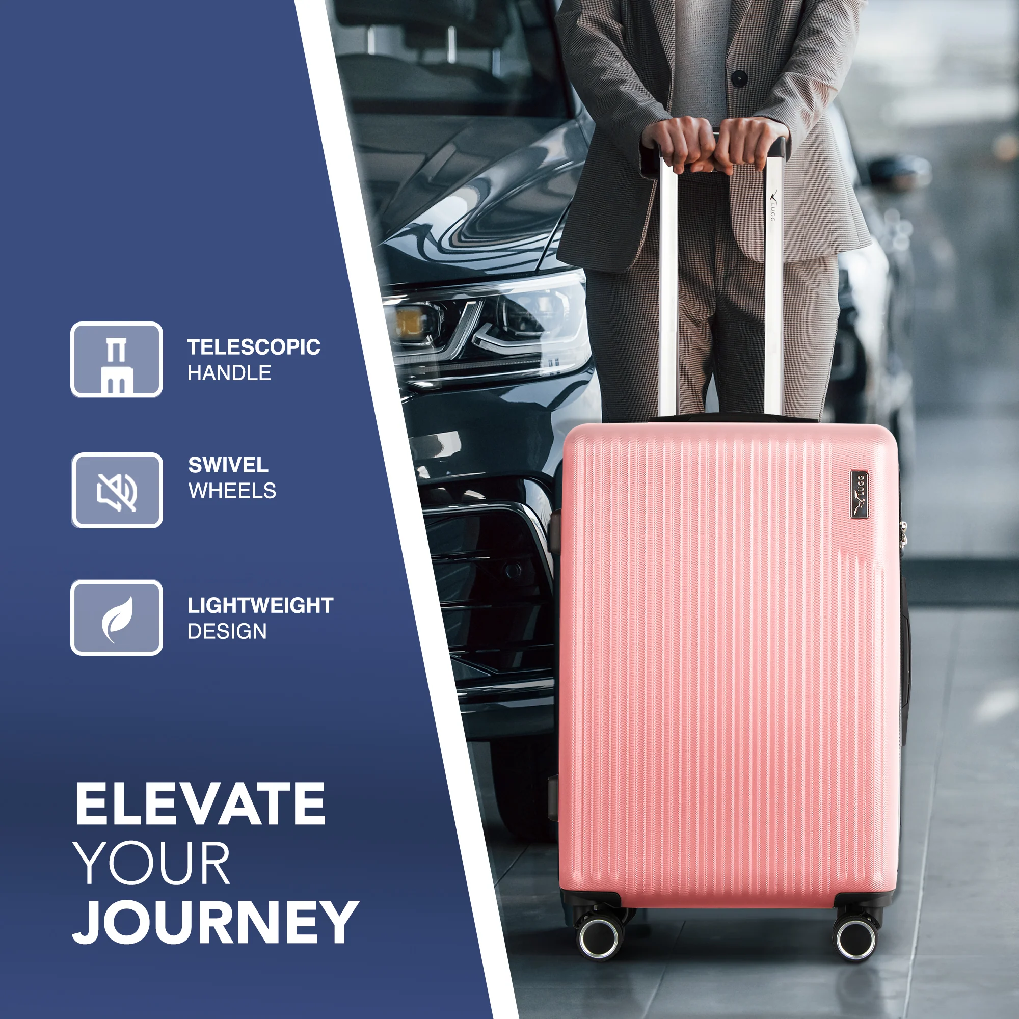 Vacay 20” Suitcase ABS Luggage with TSA Indent Lock, Aluminium Trolley Handle, 360° Spinner Wheels - Airline Compatible (55 x 35 x 23cm) - Clay - Image 4