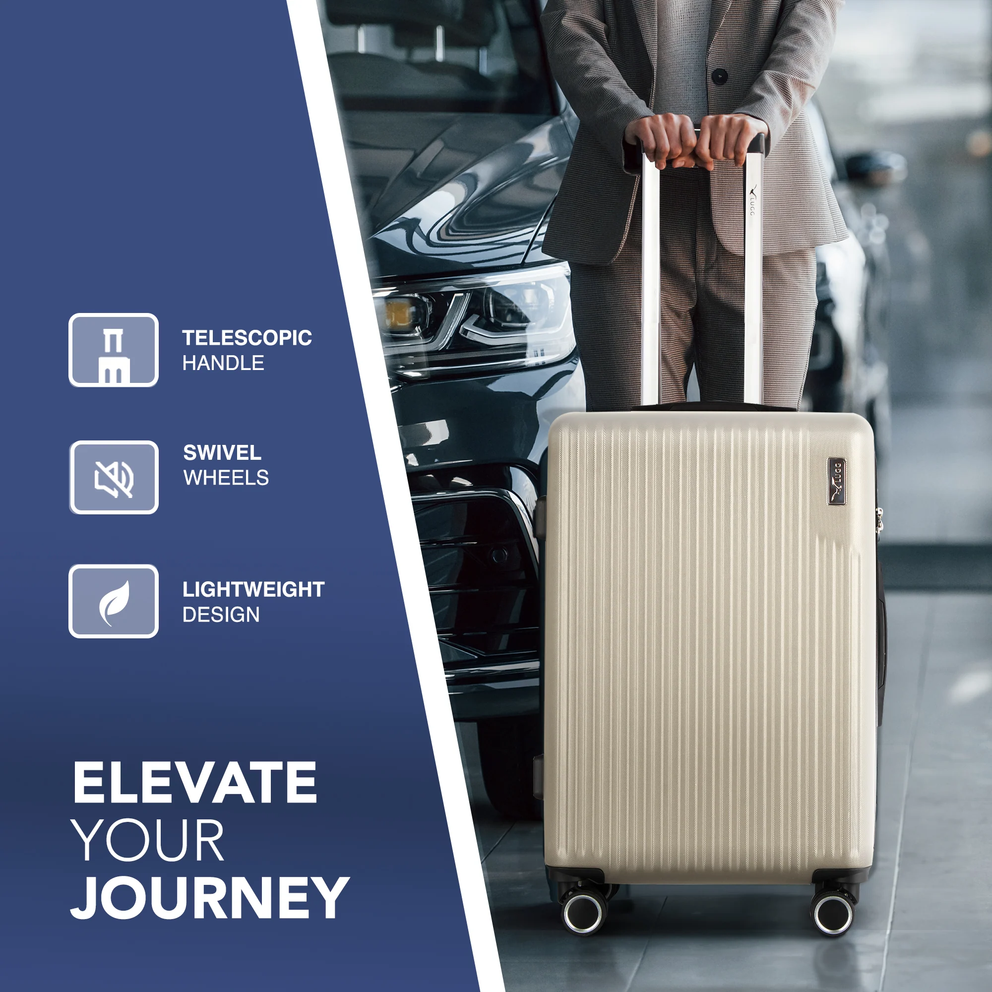 Vacay 20” Suitcase ABS Luggage with TSA Indent Lock, Aluminium Trolley Handle, 360° Spinner Wheels - Airline Compatible (55 x 35 x 23cm) - Earth - Image 3
