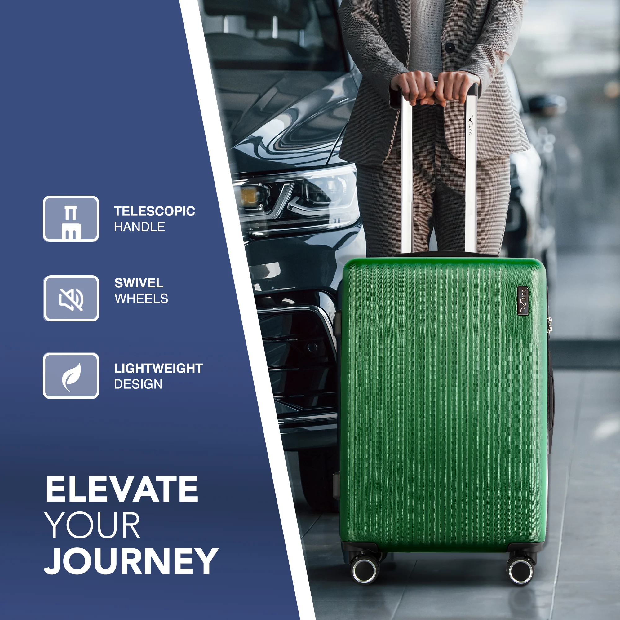 Vacay 20” Suitcase ABS Luggage with TSA Indent Lock, Aluminium Trolley Handle, 360° Spinner Wheels - Airline Compatible (55 x 35 x 23cm) - Forest - Image 4