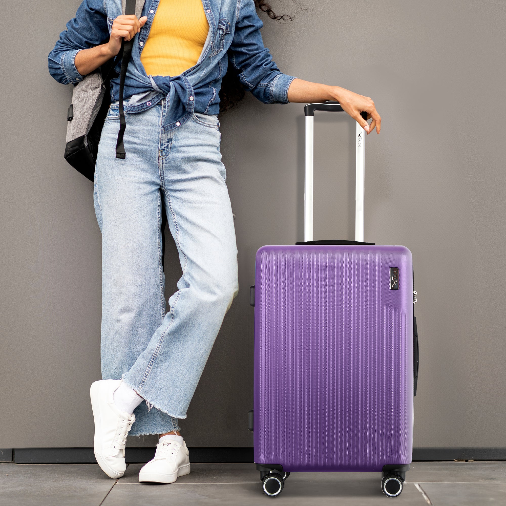 Vacay 20” Suitcase ABS Luggage with TSA Indent Lock, Aluminium Trolley Handle, 360° Spinner Wheels - Airline Compatible (55 x 35 x 23cm) - Lavender - Image 6