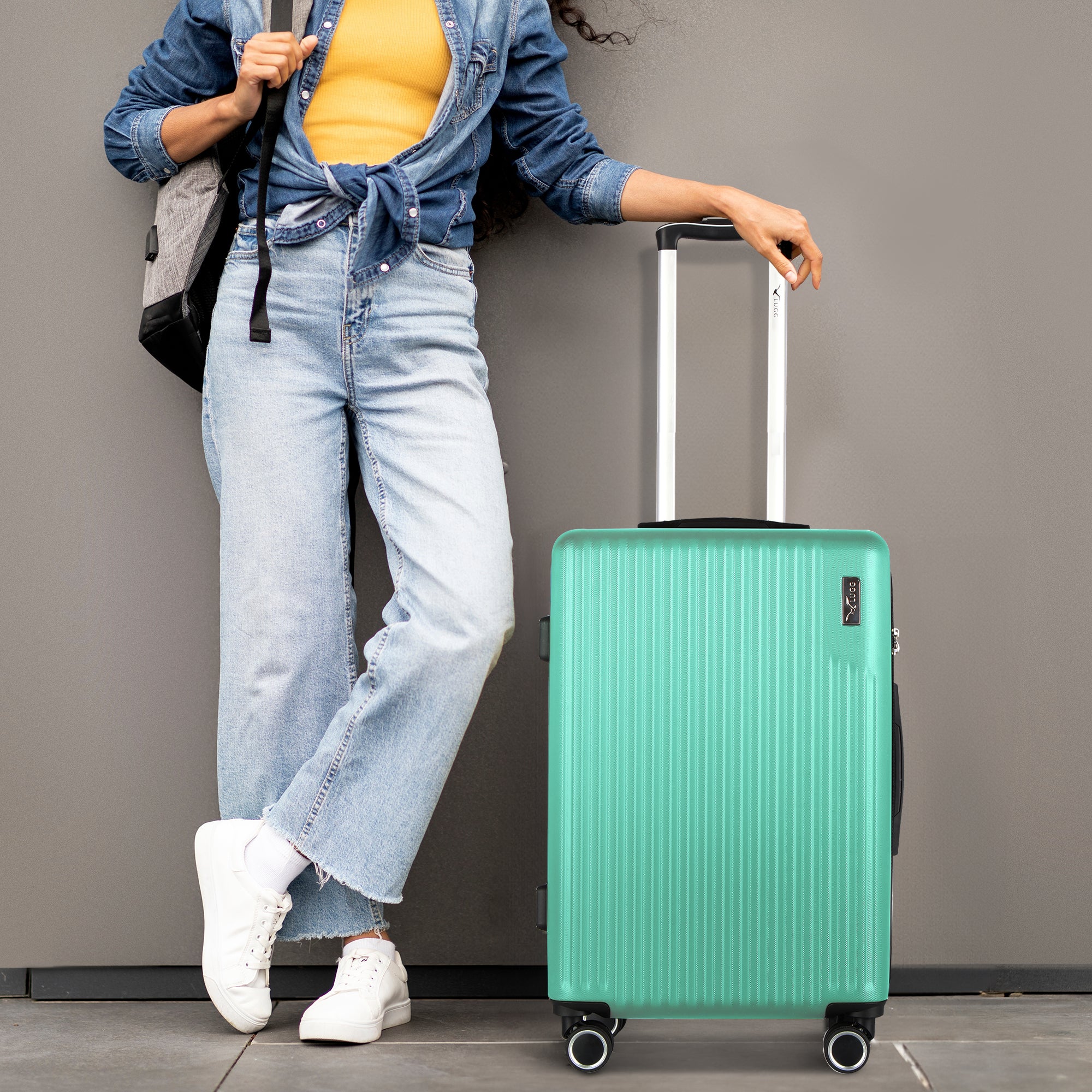 Vacay 20” Suitcase ABS Luggage with TSA Indent Lock, Aluminium Trolley Handle, 360° Spinner Wheels - Airline Compatible (55 x 35 x 23cm) - Mint - Image 5