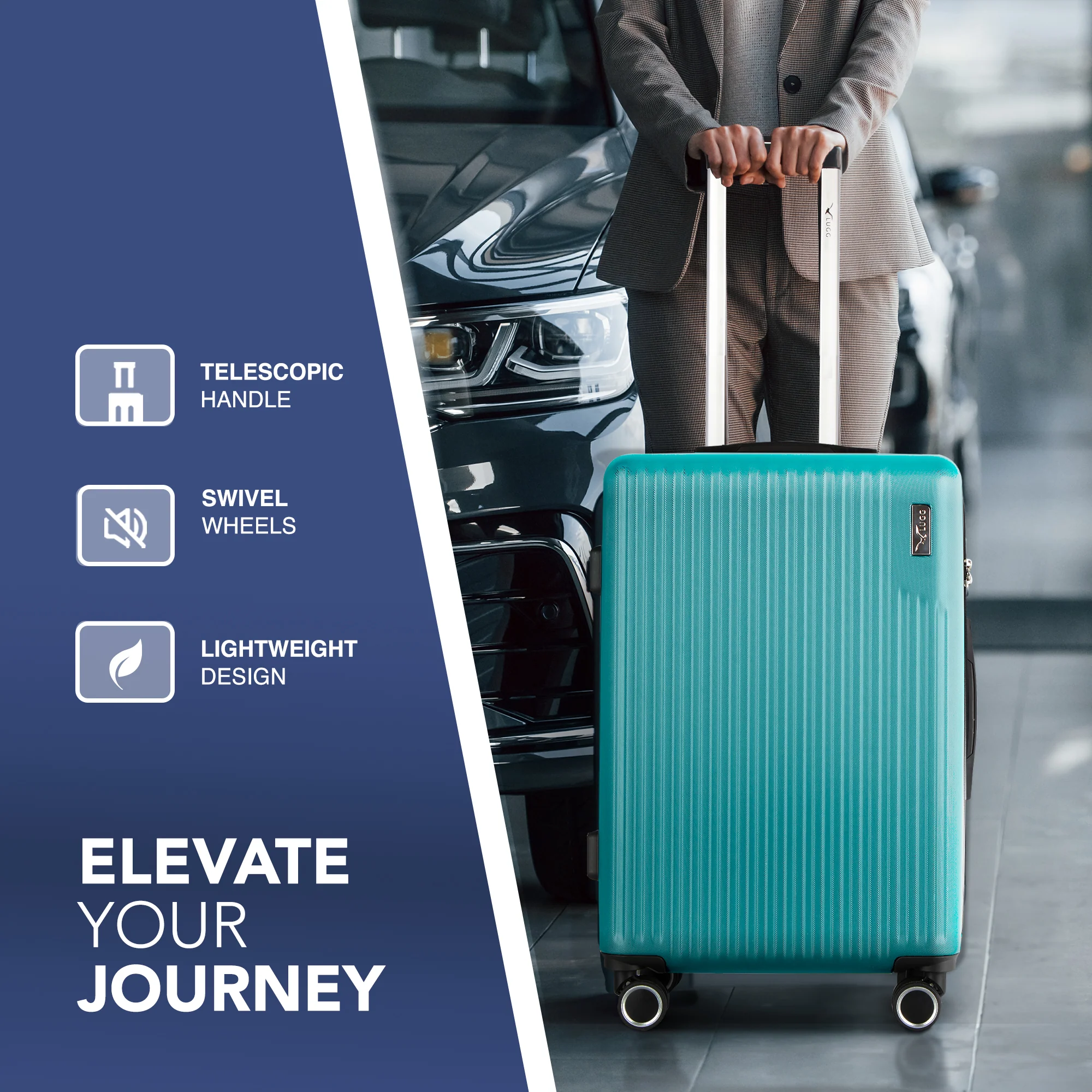 Vacay 20” Suitcase ABS Luggage with TSA Indent Lock, Aluminium Trolley Handle, 360° Spinner Wheels - Airline Compatible (55 x 23 x 35cm) - Ocean - Image 4